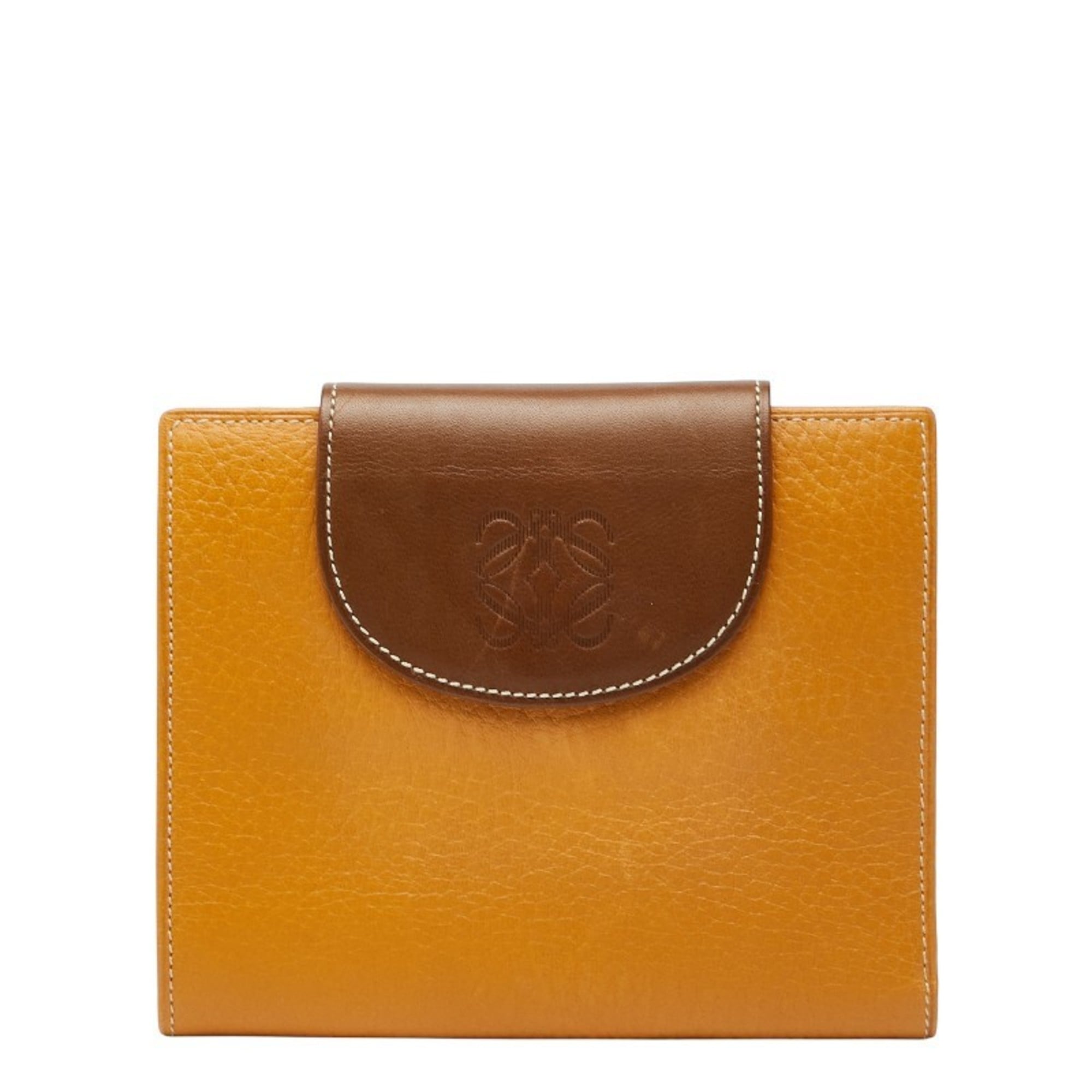 LOEWE Anagram Bifold Wallet Brown Leather Women's
