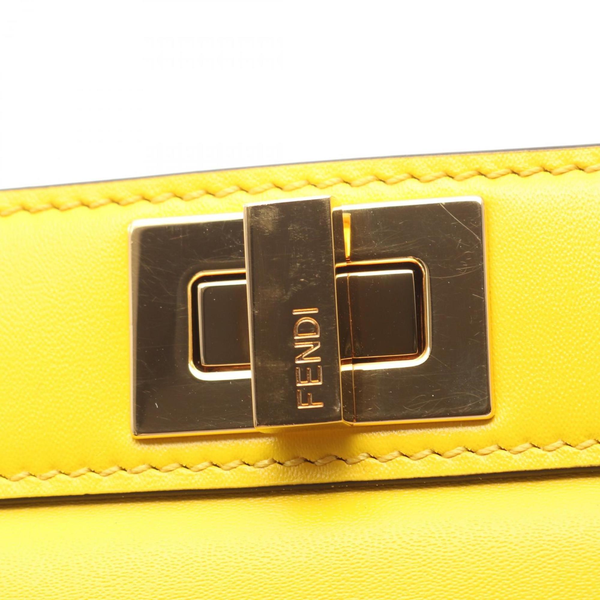 Fendi Peekaboo Isee East West Handbag, Leather, Women's, Yellow, 8BN323