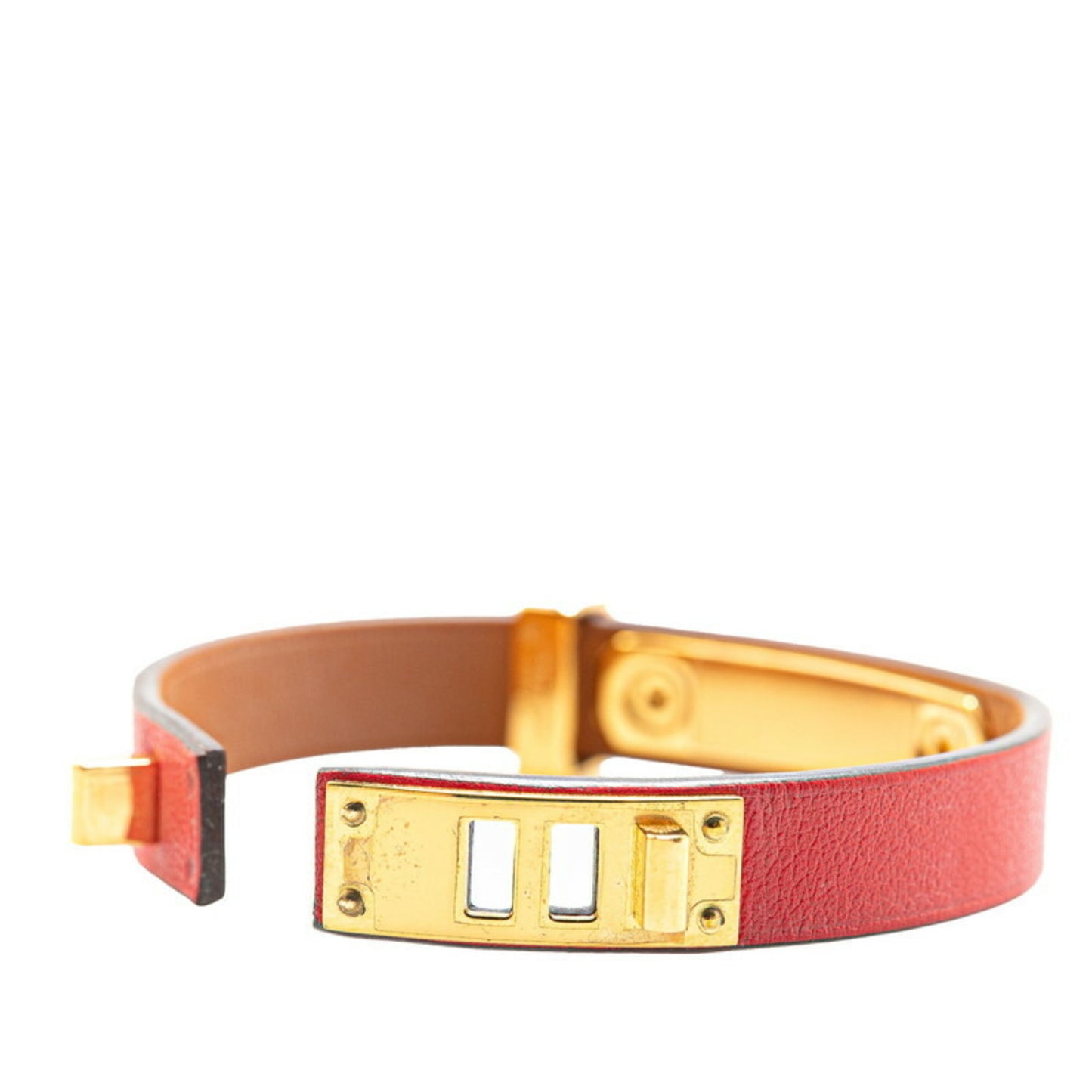 Hermes Asdukur T2 Bracelet Red Swift Plated Women's HERMES
