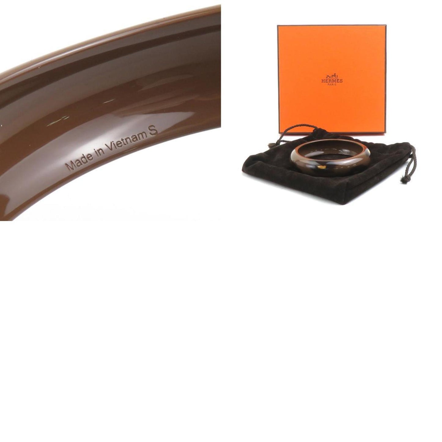 Hermes HERMES Bangle Bracelet Lacquer Wood Brown Women's e60230g