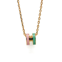 Hermes Pop H Mini Metal Men,Women Fashion Pendant Necklace (Green,Pink) — Like New