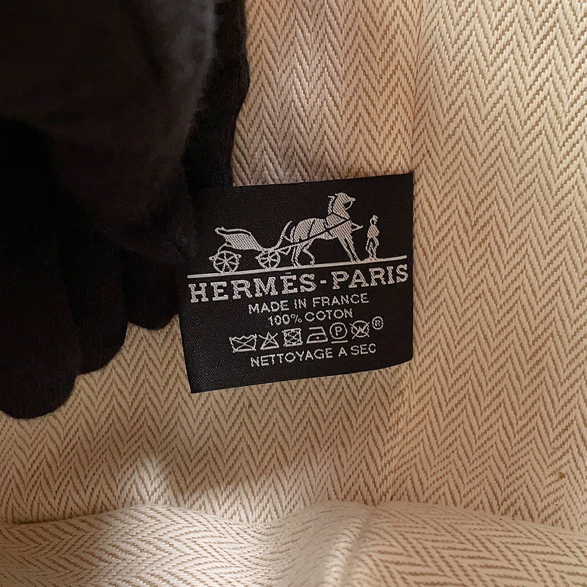 Hermes handbag pouch Bride à Black GM Orange Feu canvas HERMES — Like New