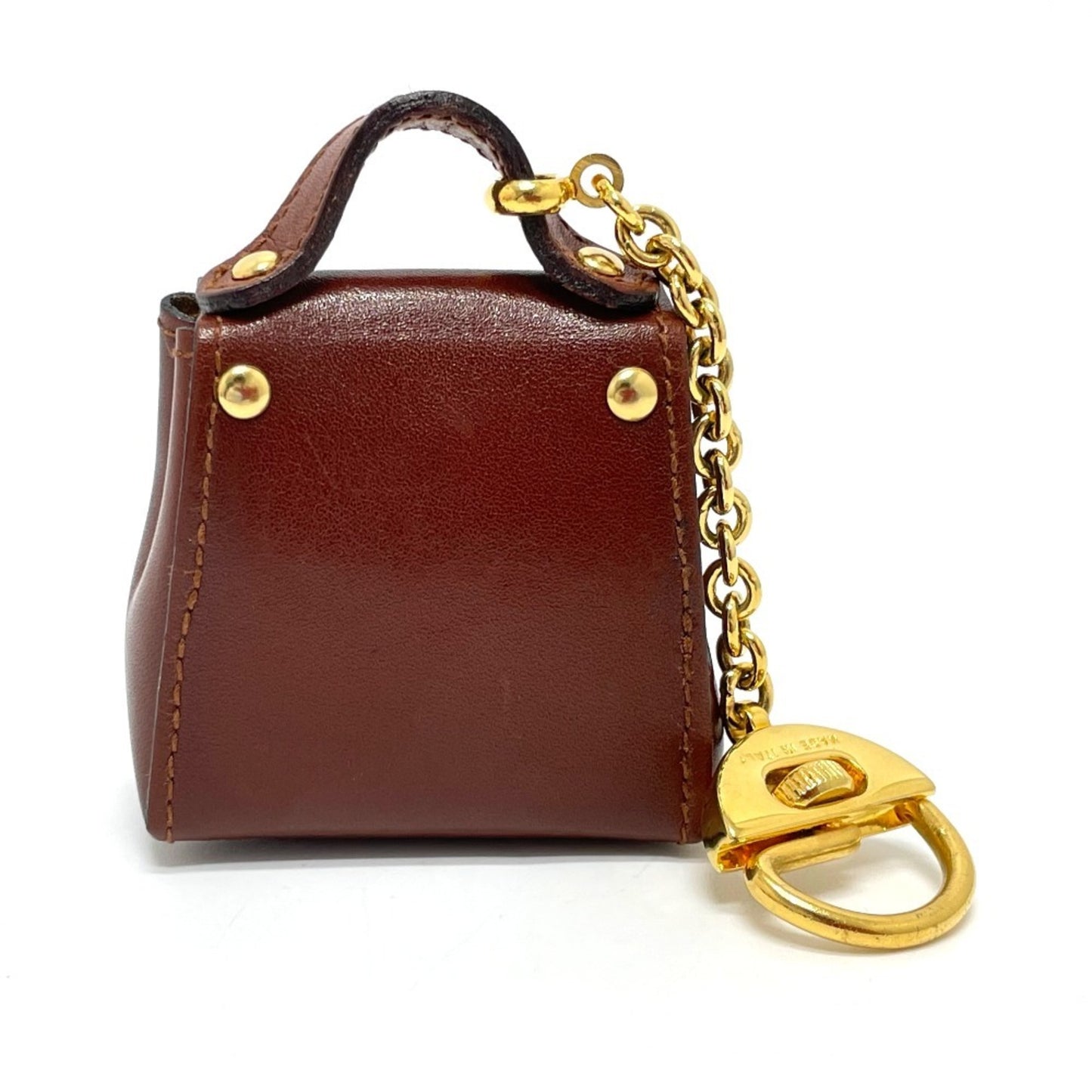 Salvatore Ferragamo Bag Motif Gancini Charm Leather Ladies Brown x Gold Hardware