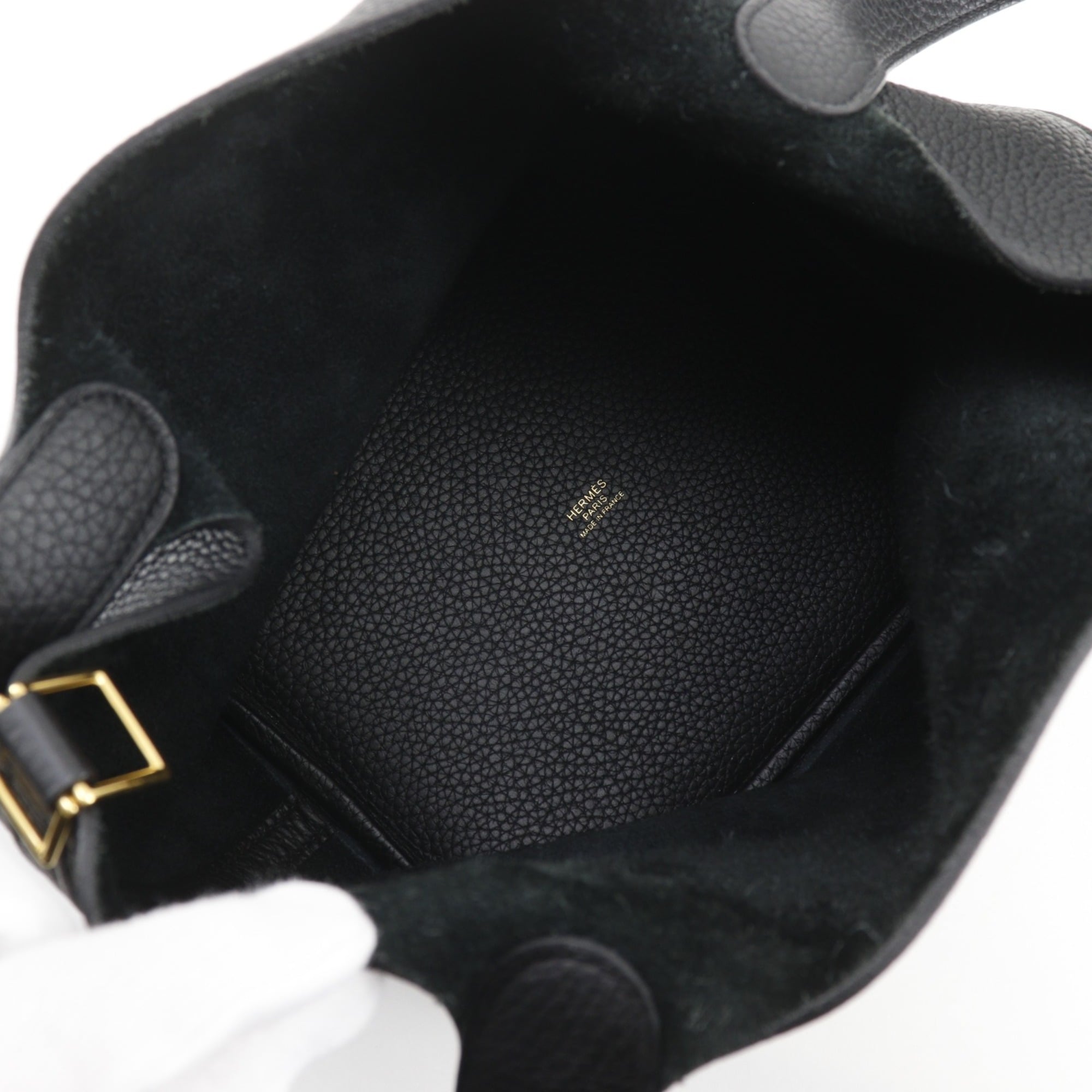 Hermes Picotin Lock 22 MM Handbag, Taurillon Clemence Leather, 2022 Model, Black, U-shaped Belt Buckle, Women's — Like New