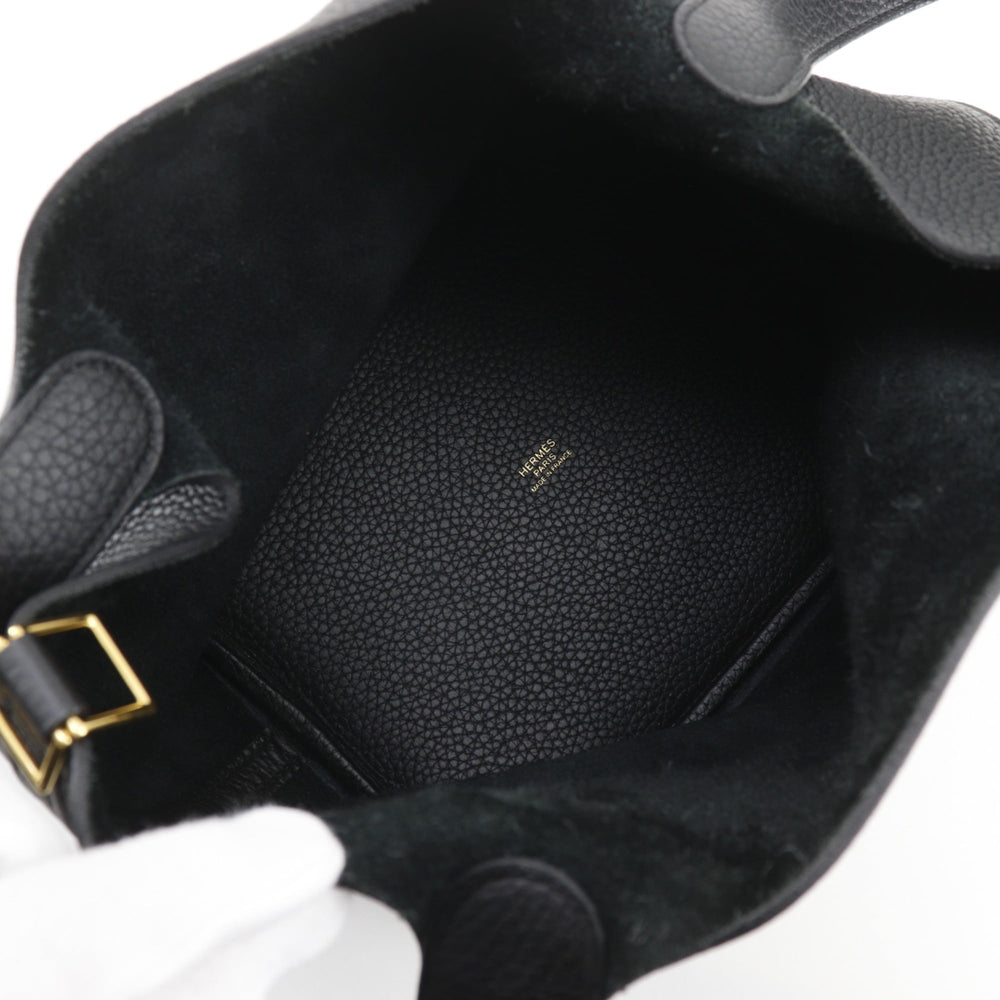 Hermes Picotin Lock 22 MM Handbag, Taurillon Clemence Leather, 2022 Model, Black, U-shaped Belt Buckle, Women's — Like New