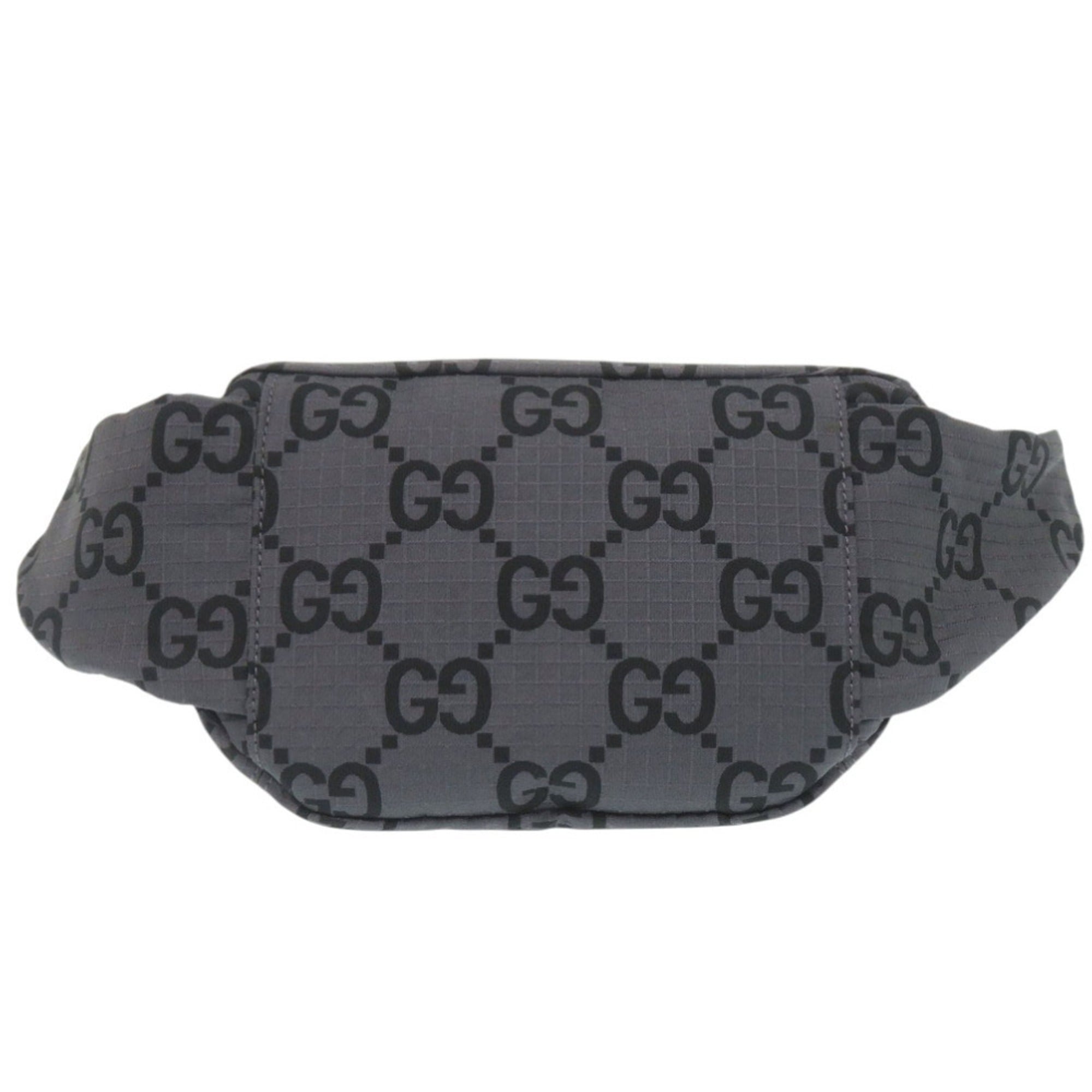Gucci 767984 GG pattern nylon canvas gray bag, body waist bag 1083GUCCI — Like New