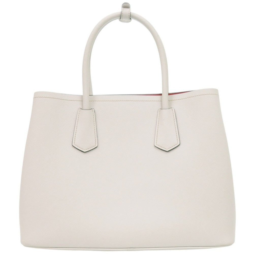 Prada 2-Way Saffiano Triangle 1BG775 Leather Ivory Handbag 0936PRADA — Like New