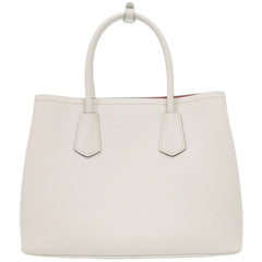 Prada 2-Way Saffiano Triangle 1BG775 Leather Ivory Handbag 0936PRADA — Like New