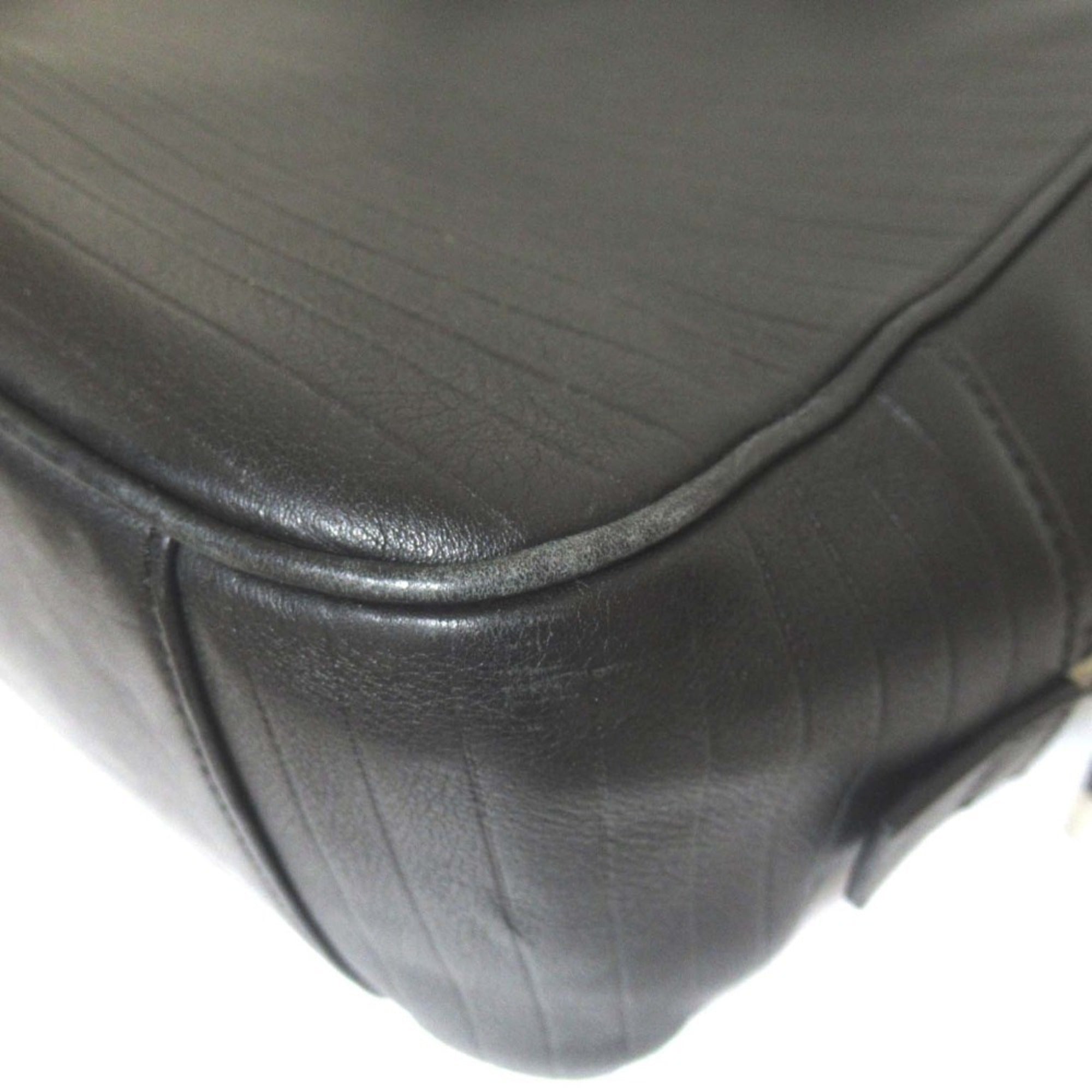 DIOR HOMME Leather Briefcase Business Bag with PC Pocket, Black, Men's — Like New