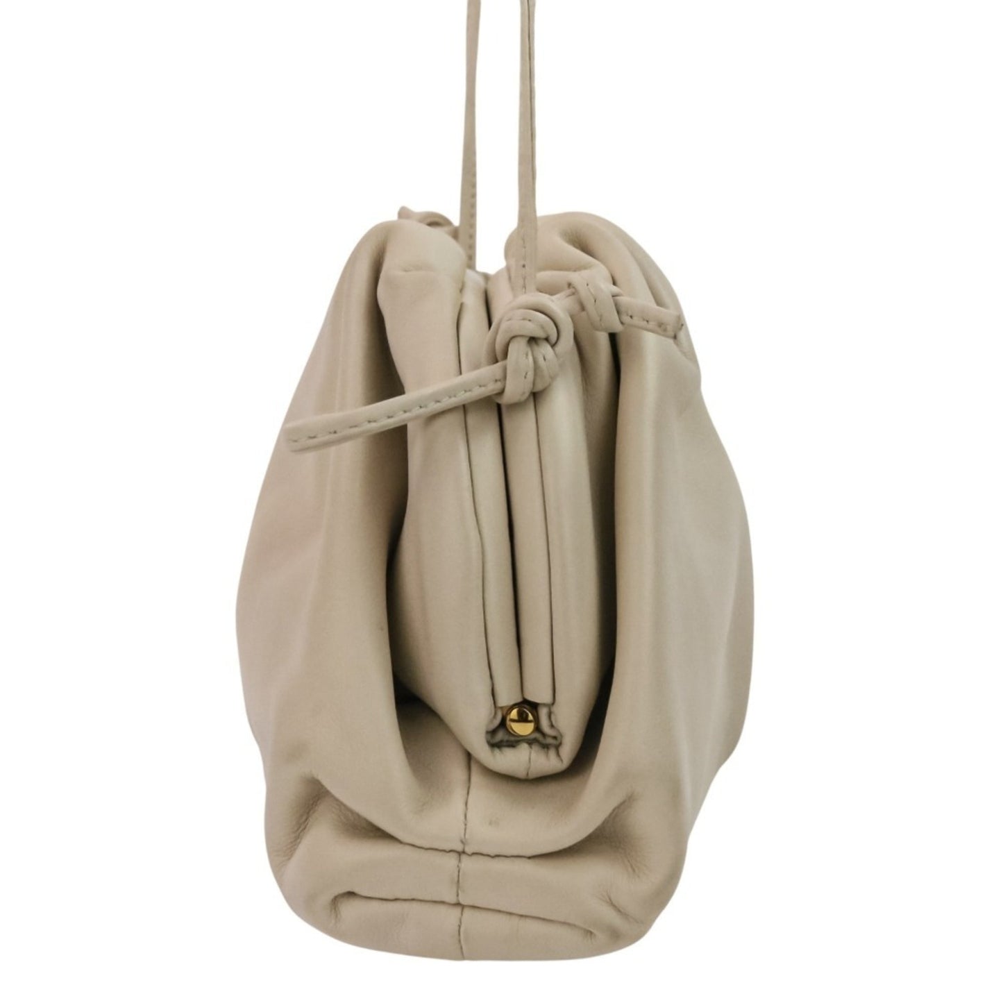 BOTTEGA VENETA Mini The Pouch Leather Shoulder Bag 585852 Ivory Women's