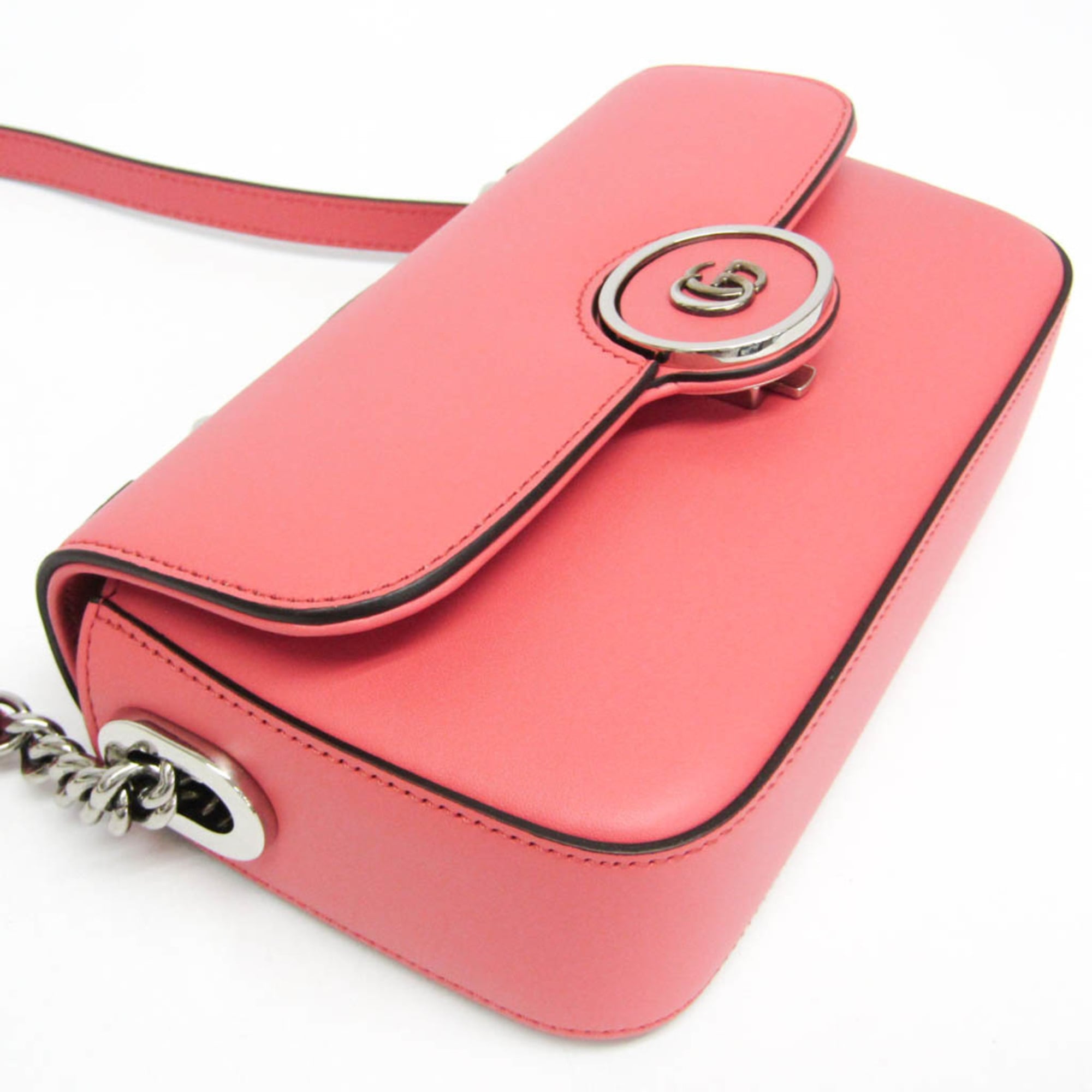 Gucci Double G 739722 Women's Leather Shoulder Bag Pink — Like New