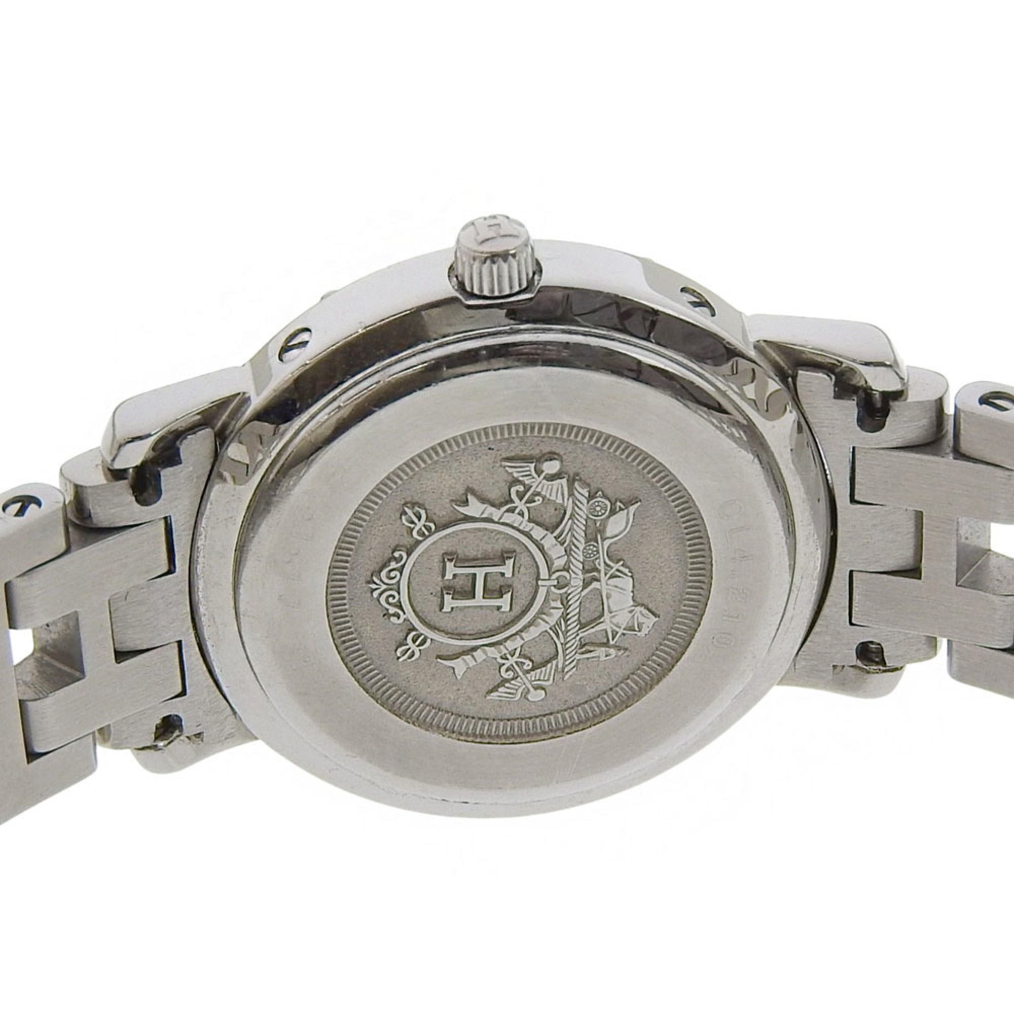 Hermes Clipper Date CL4 210, light blue dial, stainless steel, quartz movement, approximately 24mm, women's watch — Good