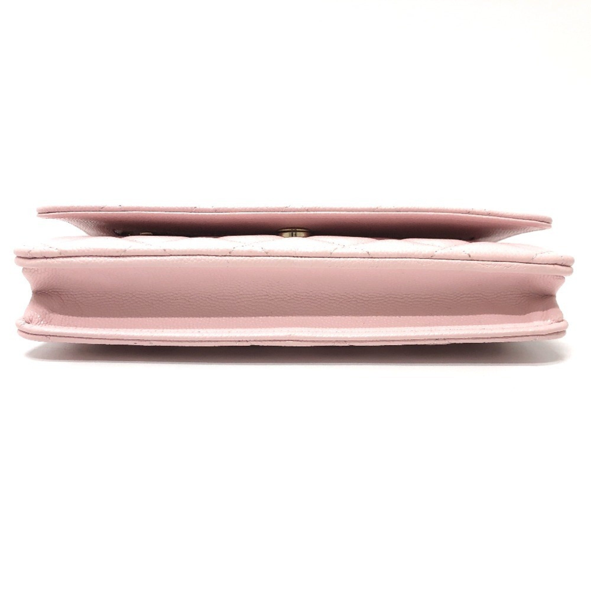 CHANEL AP0250 Coco Mark CC Chain Wallet Long Pouch Pochette Shoulder Bag Caviar Skin Women's Pink — New - Store Return
