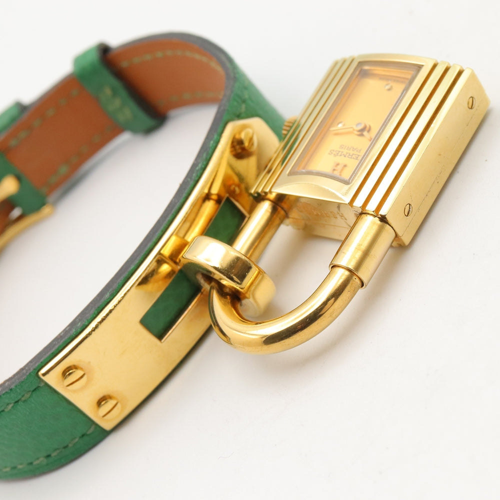 Hermes Kelly Watch, Gold Plated (GP), Leather Strap, Ladies' Champagne Color, KE1.201 — Very Good