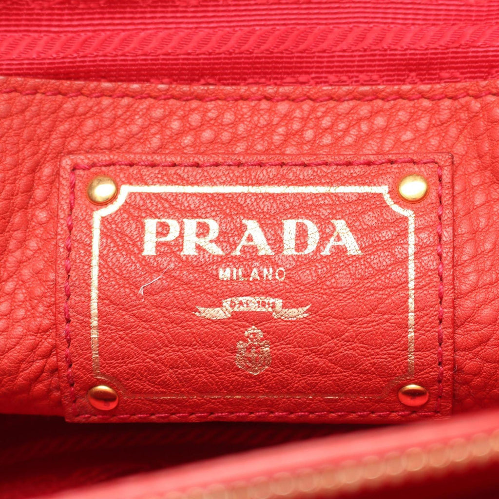Prada Vitello Phenix Tote Bag, Leather, Women's, Red, BN2795
