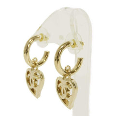 Chanel CHANEL Earrings Heart Coco Mark Hoop Swing Stud B22P CC Gold AB7919 Women's — Like New