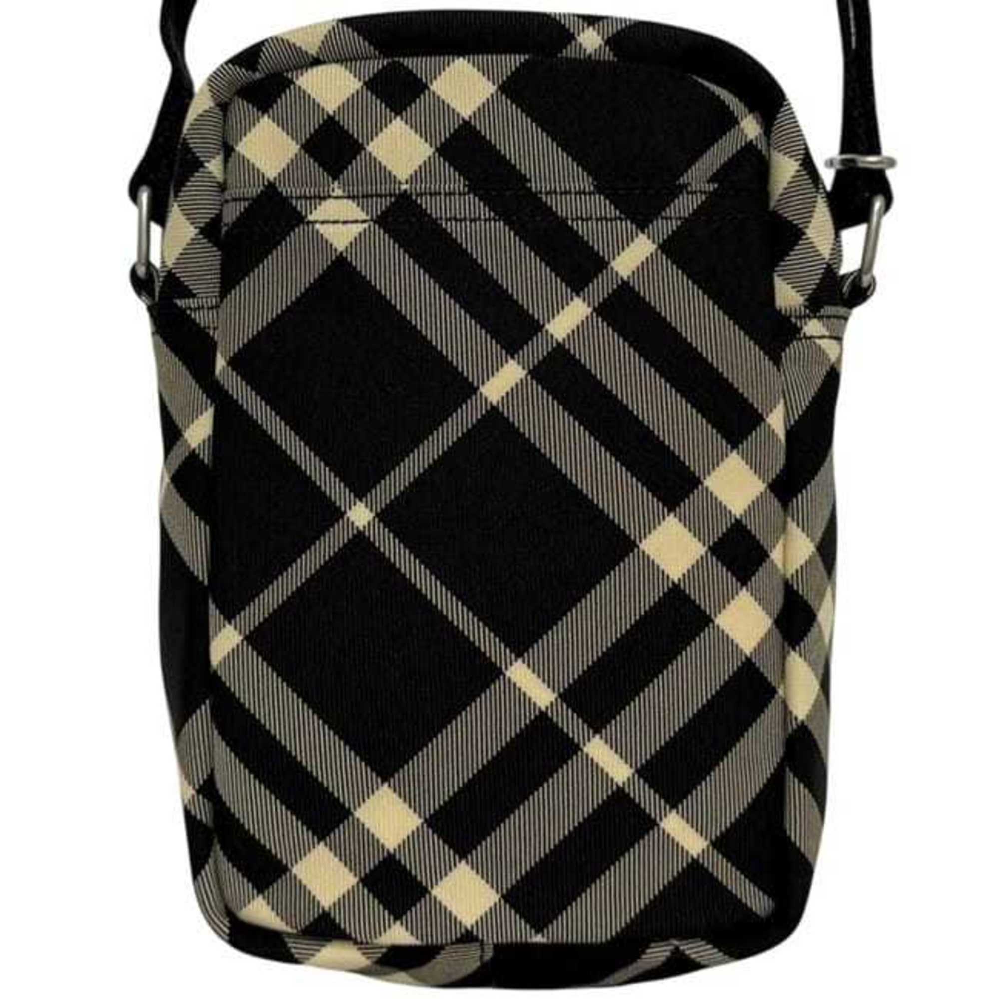 Burberry Shoulder Bag ec-24877 Black Classic Check 8097636 Unused Canvas Leather Crossbody with Pattern and Patch, Smartphone Pochette — Like New
