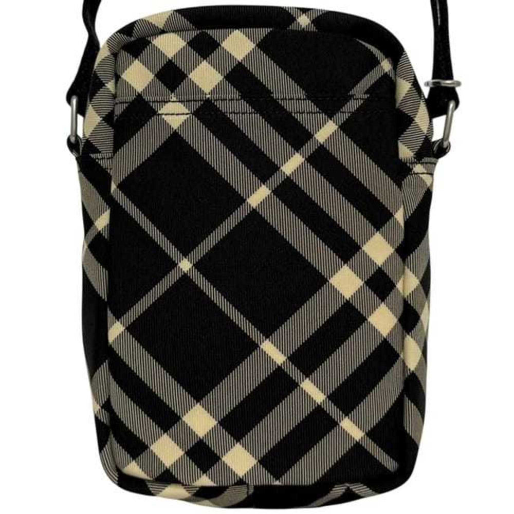 Burberry Shoulder Bag ec-24877 Black Classic Check 8097636 Unused Canvas Leather Crossbody with Pattern and Patch, Smartphone Pochette — Like New