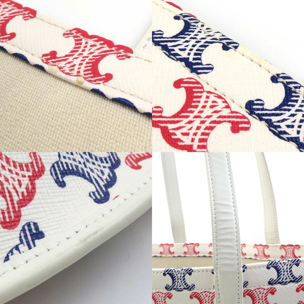 Celine Shoulder Bag, Macadam PVC Coated Canvas, White, Red, and Blue, Women's, H31752k
