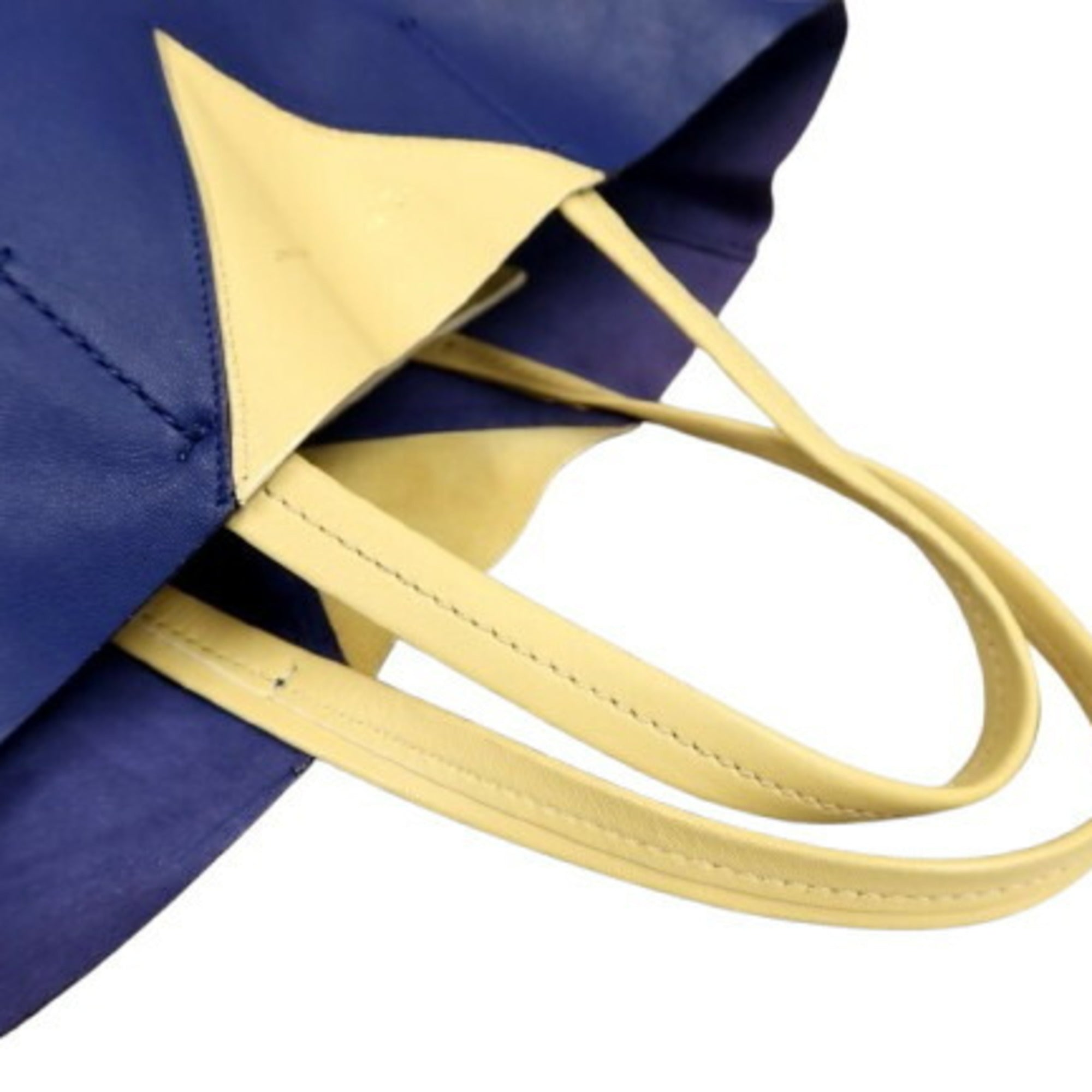 CELINE Tote Bag Horizontal Cabas - Cream Yellow Blue Calf Leather Men's Women's — Like New