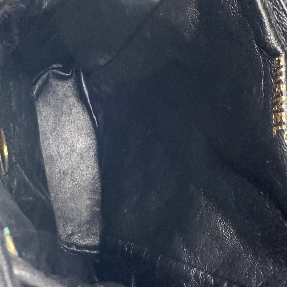 CHANEL Vintage Matelassé Lambskin Chain Shoulder Turnlock Backpack Rucksack Black Women's — Like New