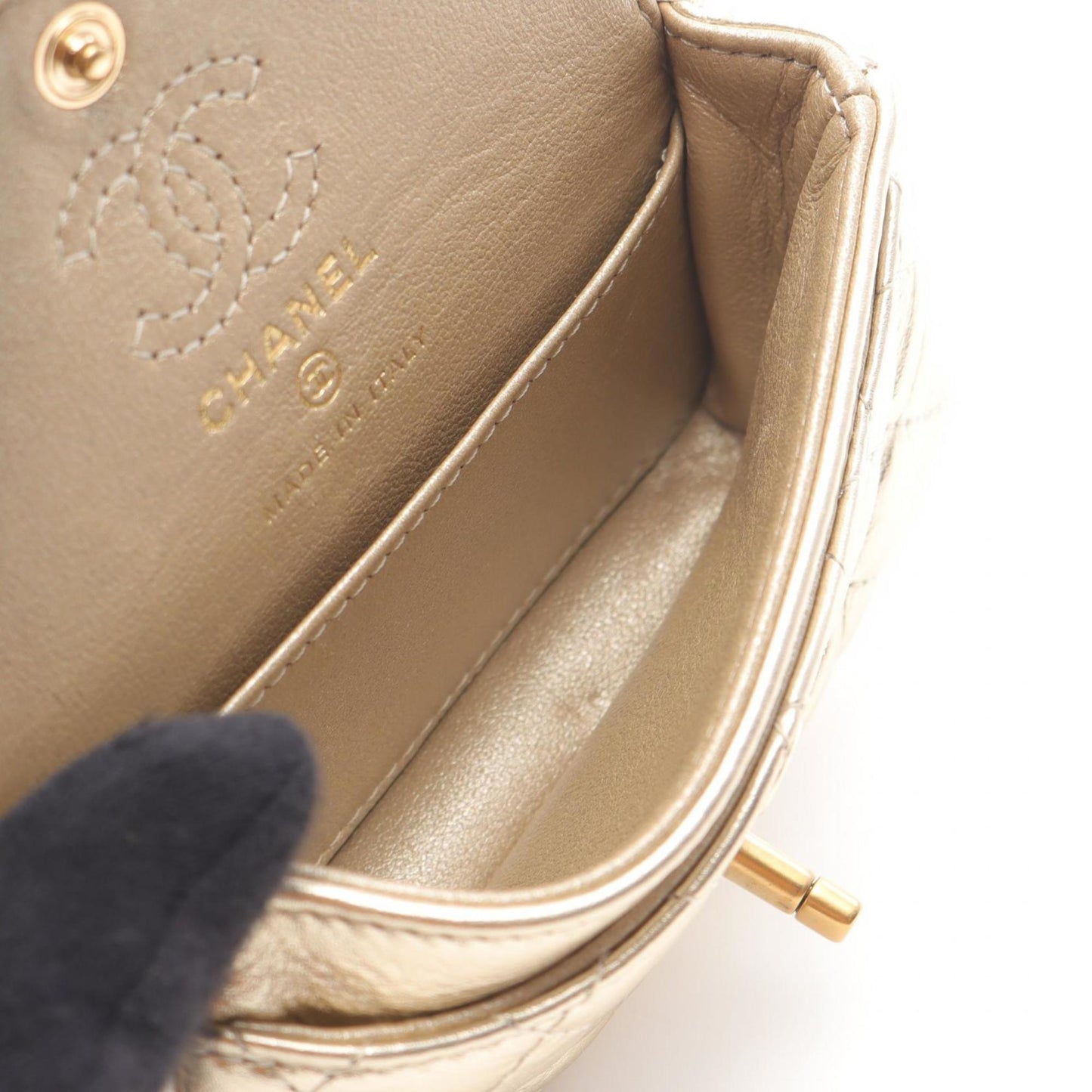 CHANEL Matelasse Classic Charm Accessory, Lambskin Leather, Women's, Gold