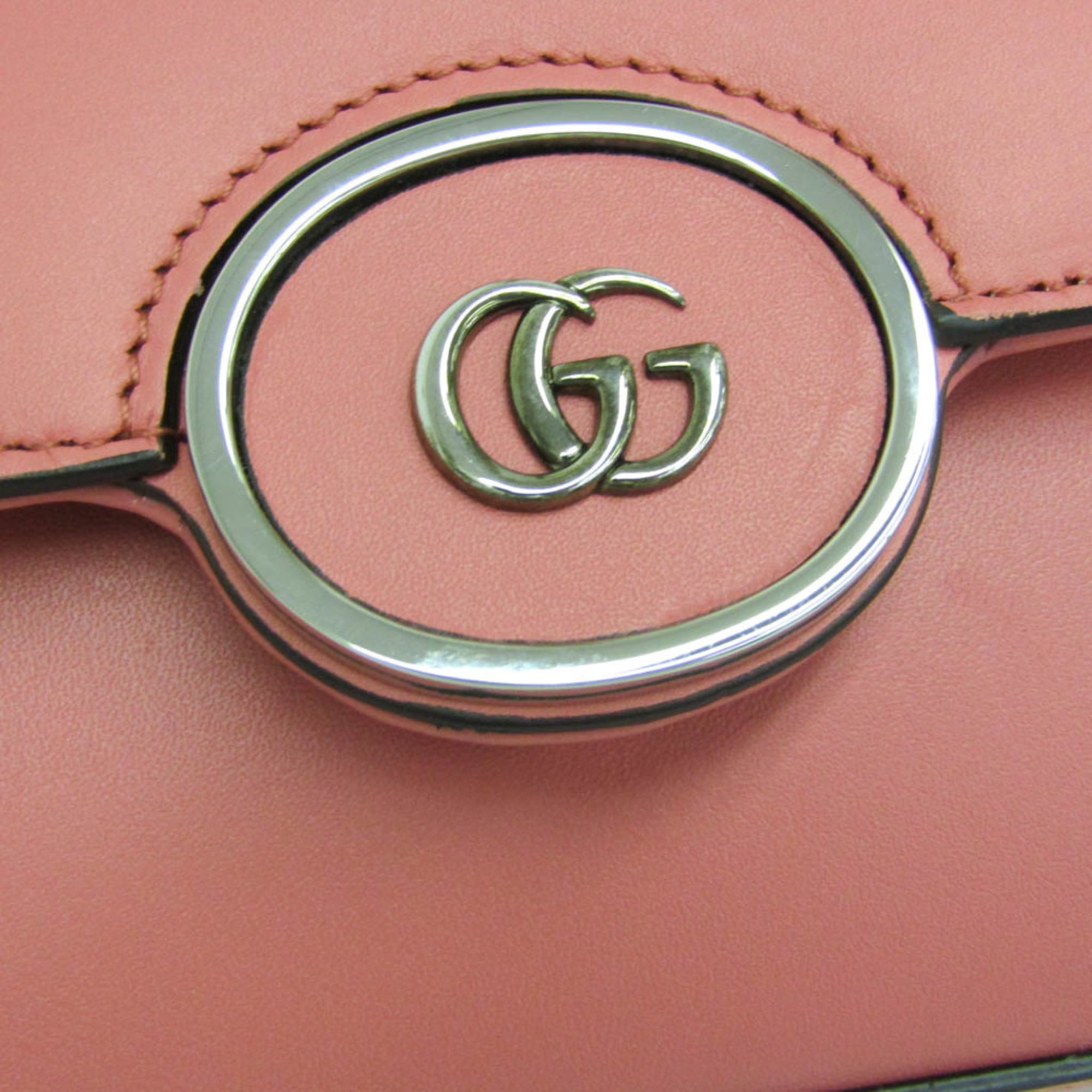 Gucci Double G 739722 Women's Leather Shoulder Bag Pink — Like New