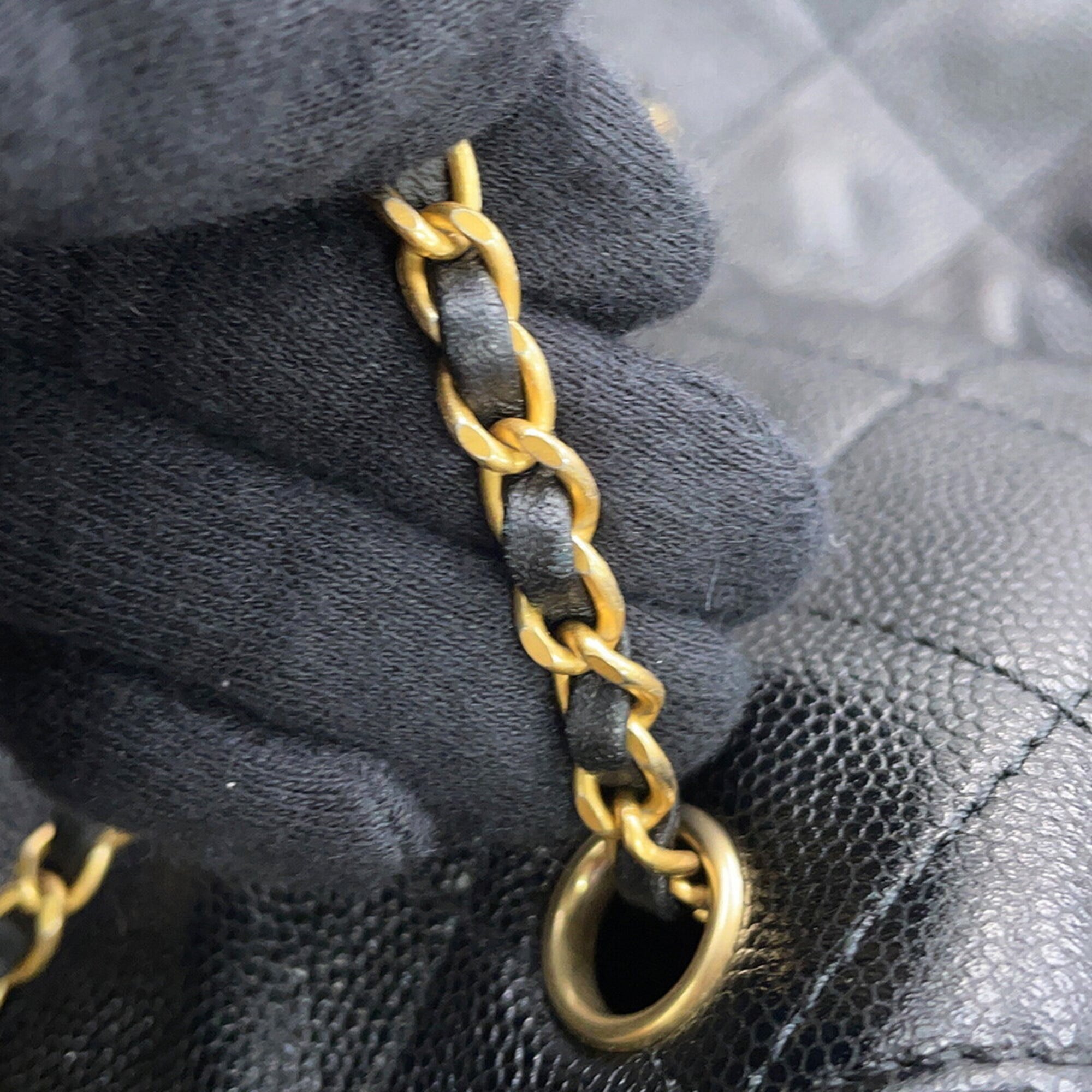 Chanel Chain Shoulder Bag CHANEL25 Medium Coco Mark Matelassé Caviar Skin AS5311 CHANEL Black Handbag Women's — Like New
