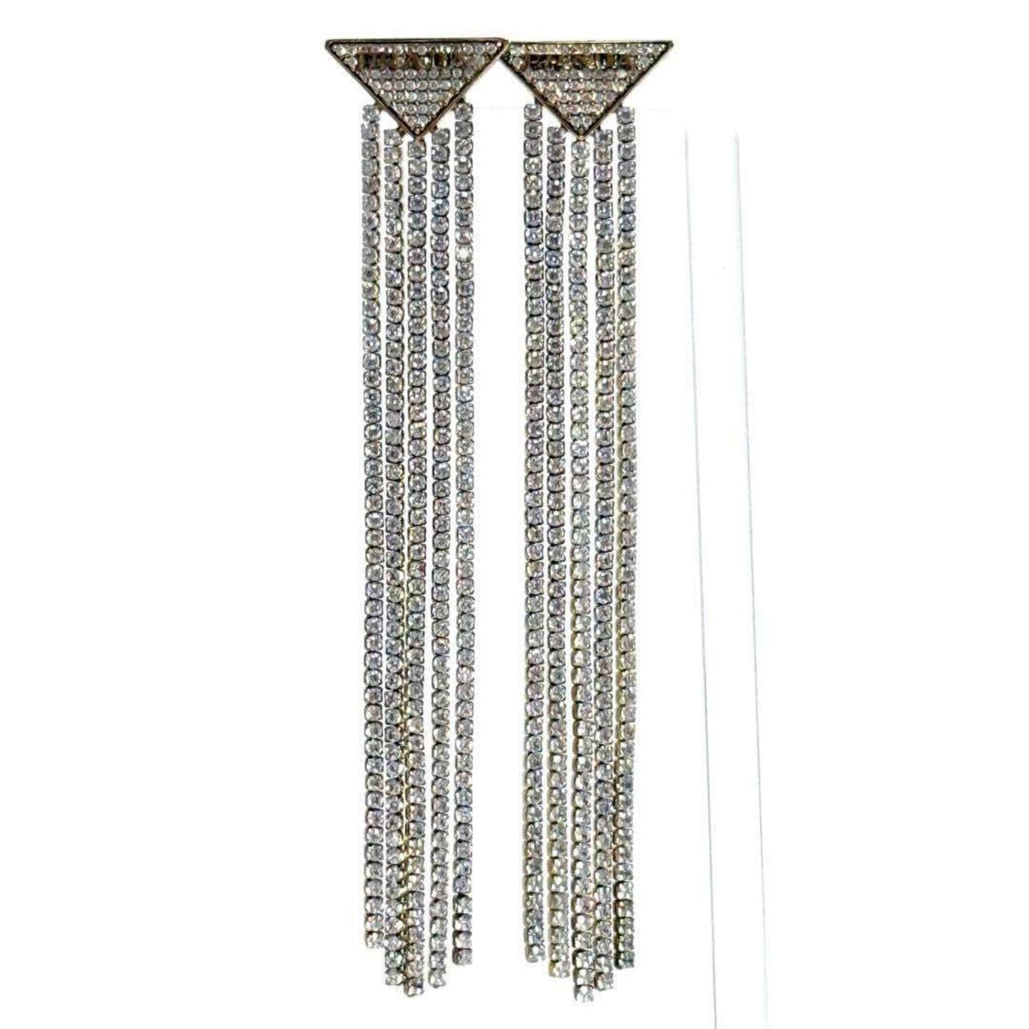 Prada Women's Crystal Logo Jewel Zirconia Earrings in Silver 925