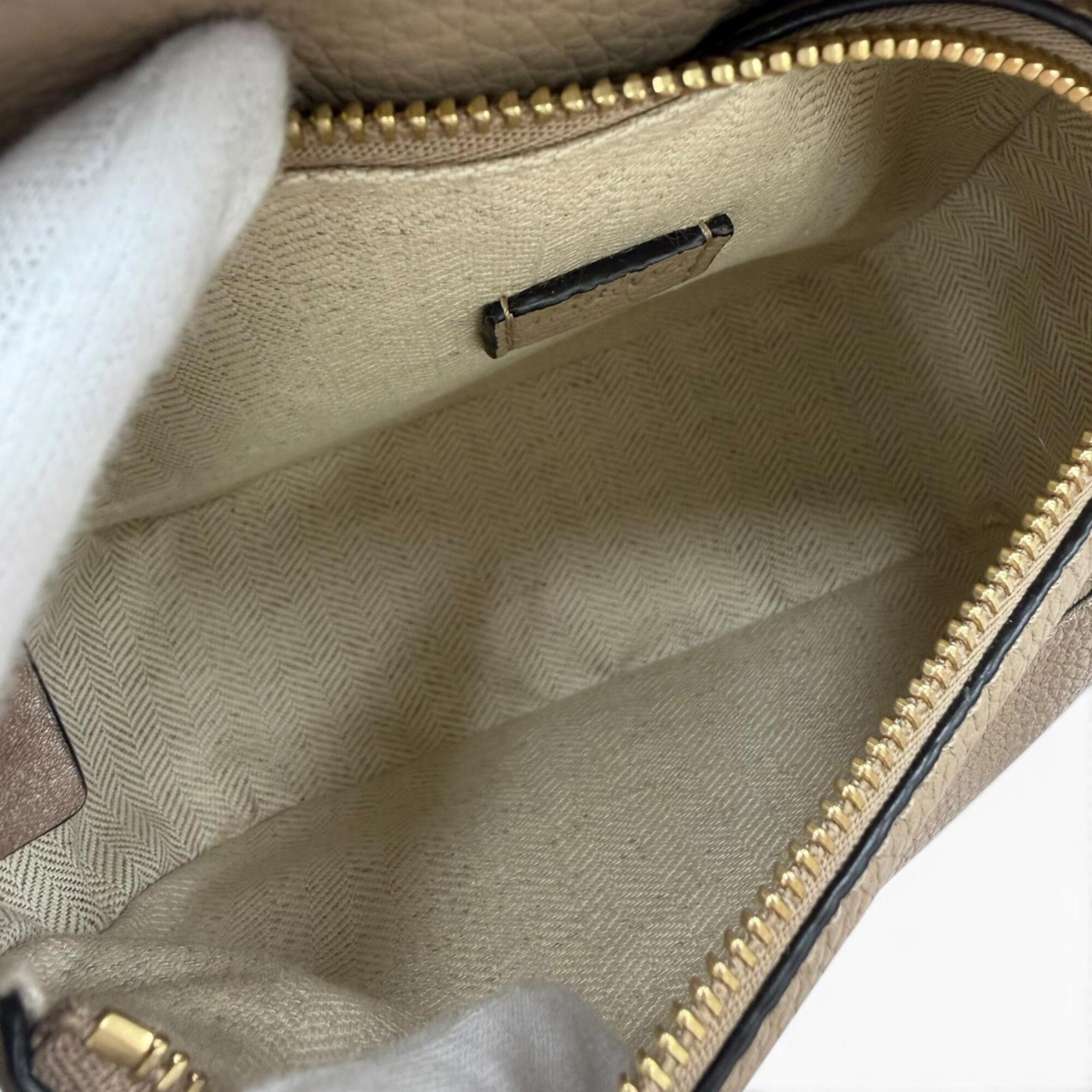 LOEWE A510U95X27 Puzzle Mini 2-Way Calf Leather Handbag/Shoulder Bag, Beige, Made in Spain, Women's, with Dust Bag — Like New
