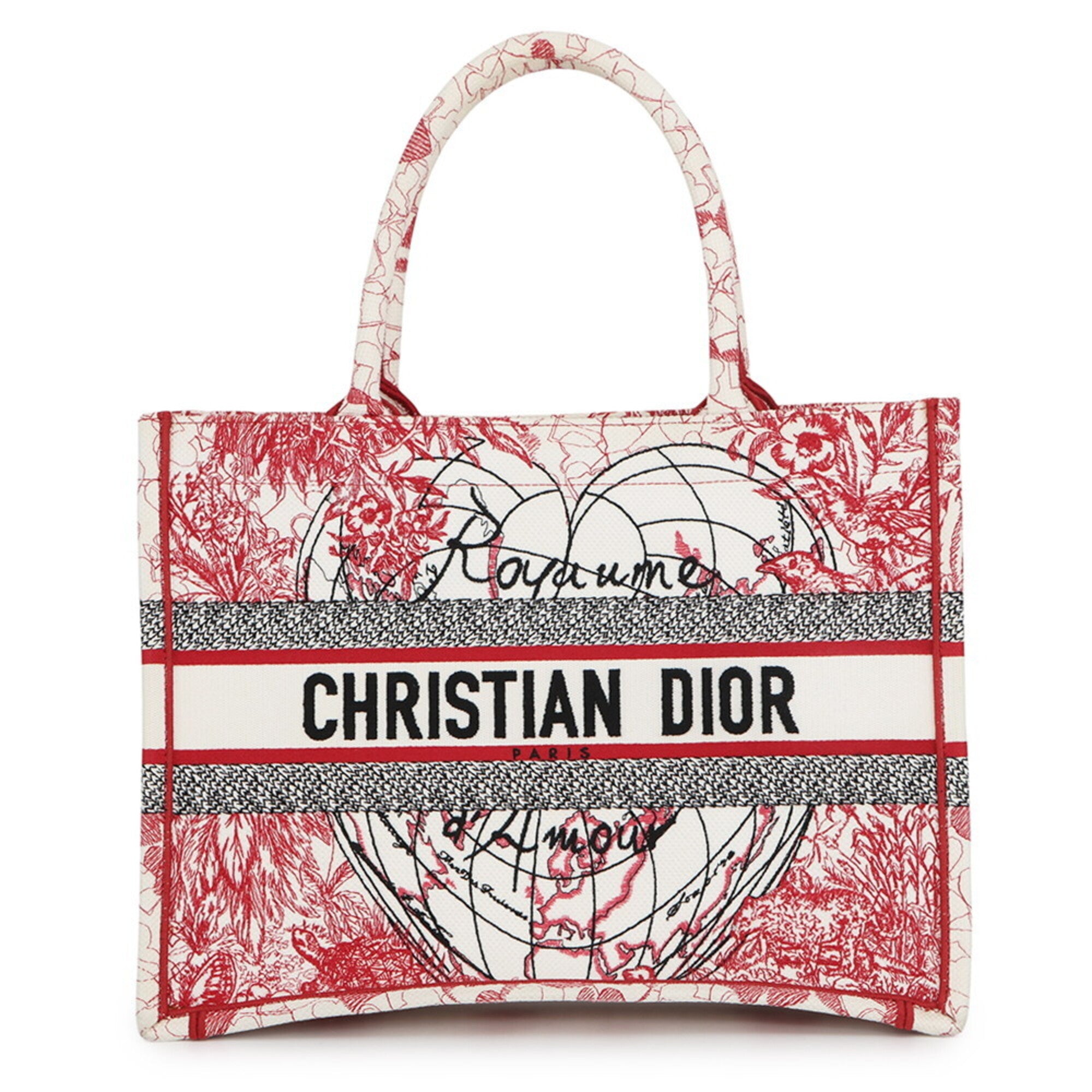 Christian Dior Tote Bag Book Map Heart Medium Canvas Handbag — Like New