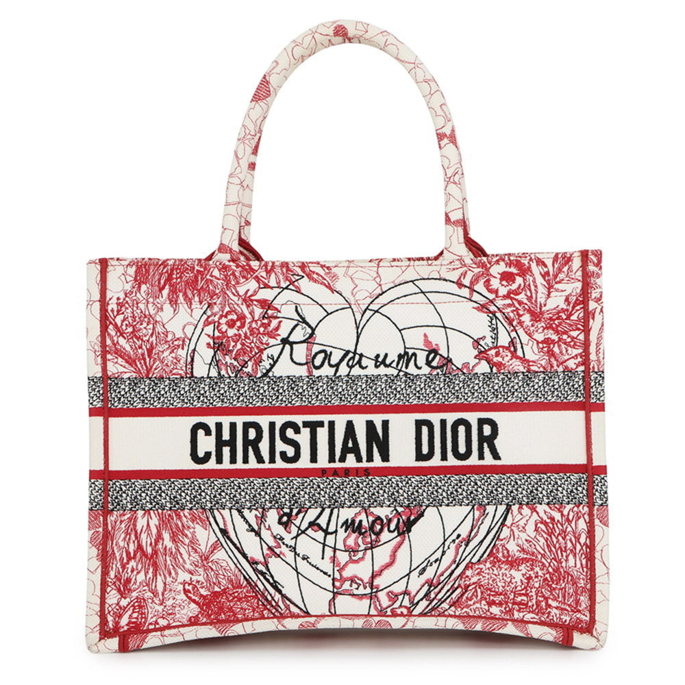 Christian Dior Tote Bag Book Map Heart Medium Canvas Handbag — Like New