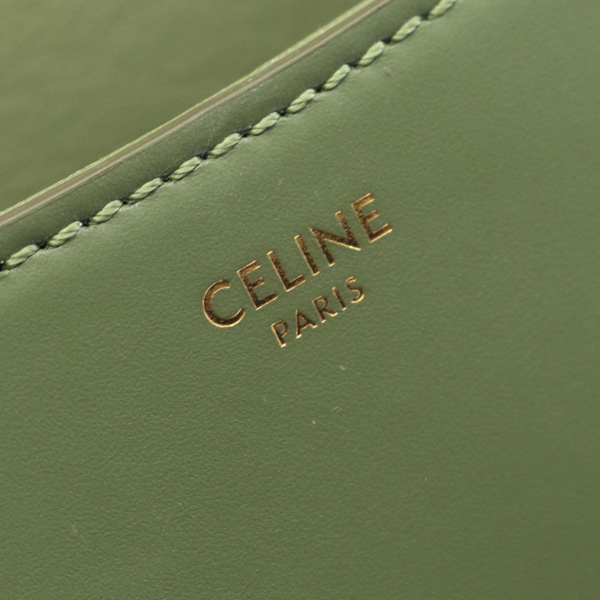 Celine Crécy Small Shoulder Bag, Leather, Women's, Green