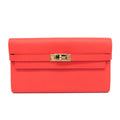 Hermes Kelly Wallet Women's Epsom Leather Long Wallet (bi-fold) Rose Jaipur,Salmon Pink