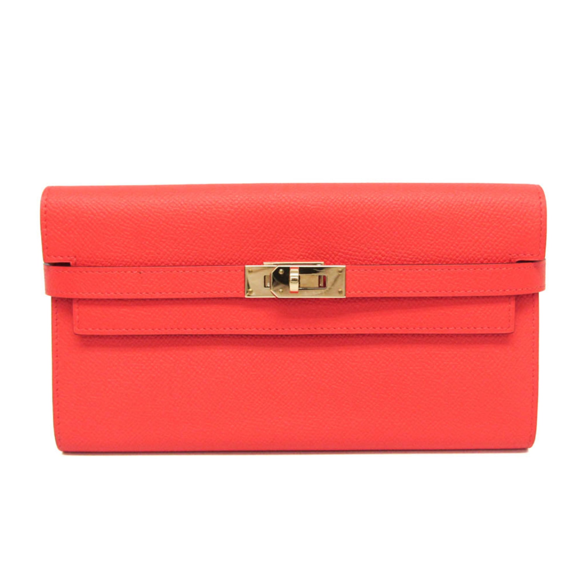 Hermes Kelly Wallet Women's Epsom Leather Long Wallet (bi-fold) Rose Jaipur,Salmon Pink