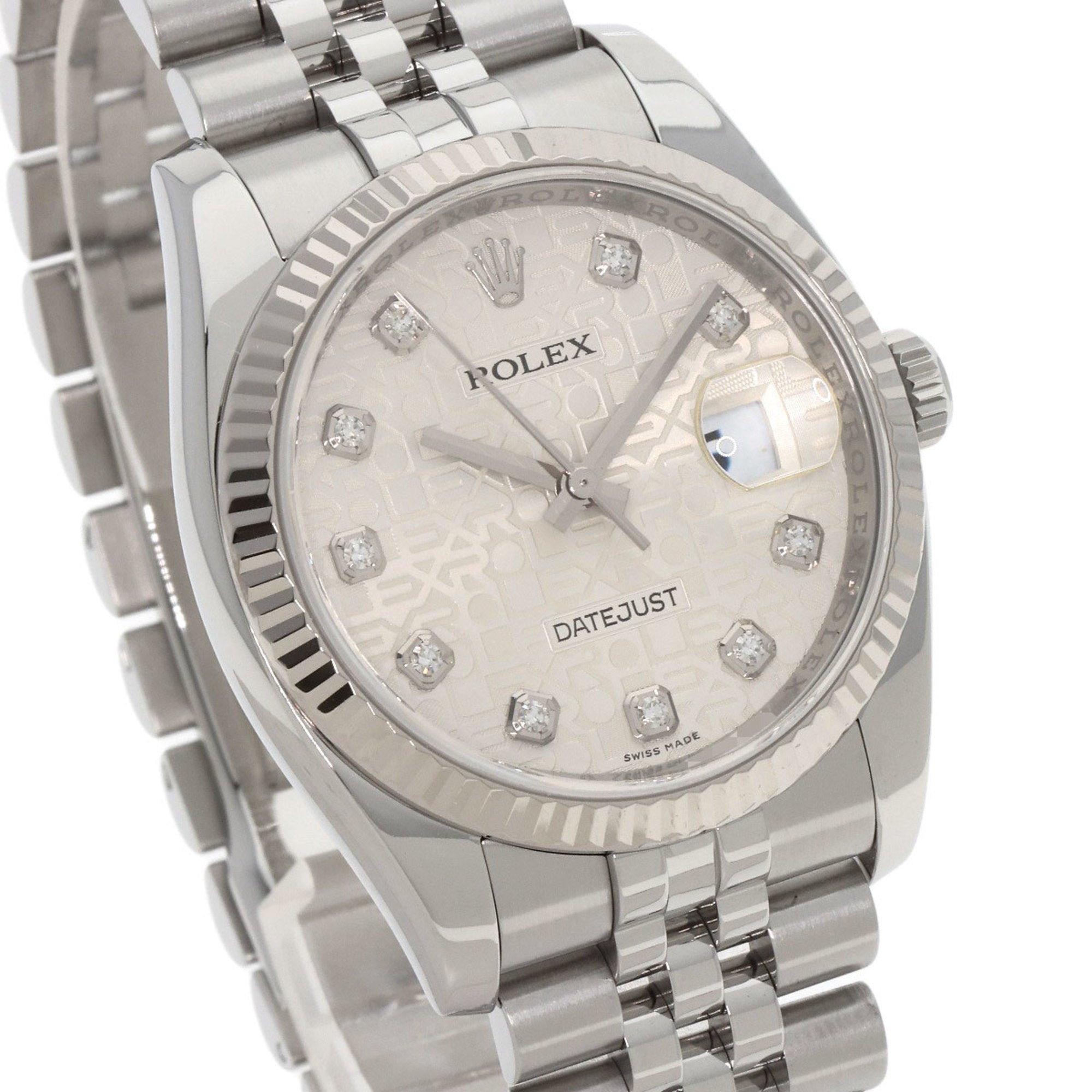Rolex 116234G Datejust 10P Diamond Watch Stainless Steel SS K18WG Men's ROLEX — Good