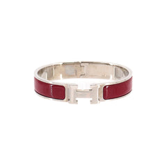 Hermes Clic H PM Bangle, Red and Silver — Like New