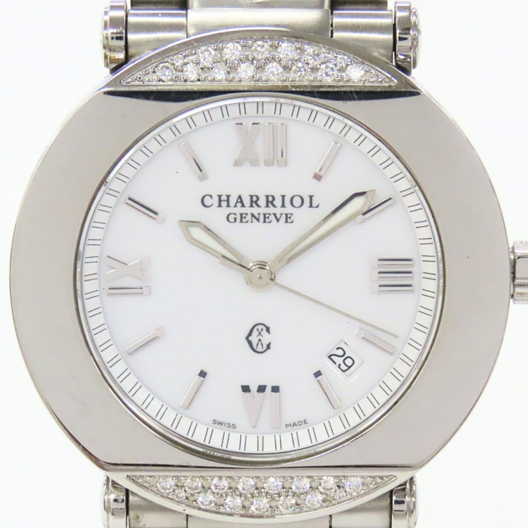 CHARRIOL Columbus CCR38D Stainless Steel Diamond Silver White Dial Men's Watch — Very Good