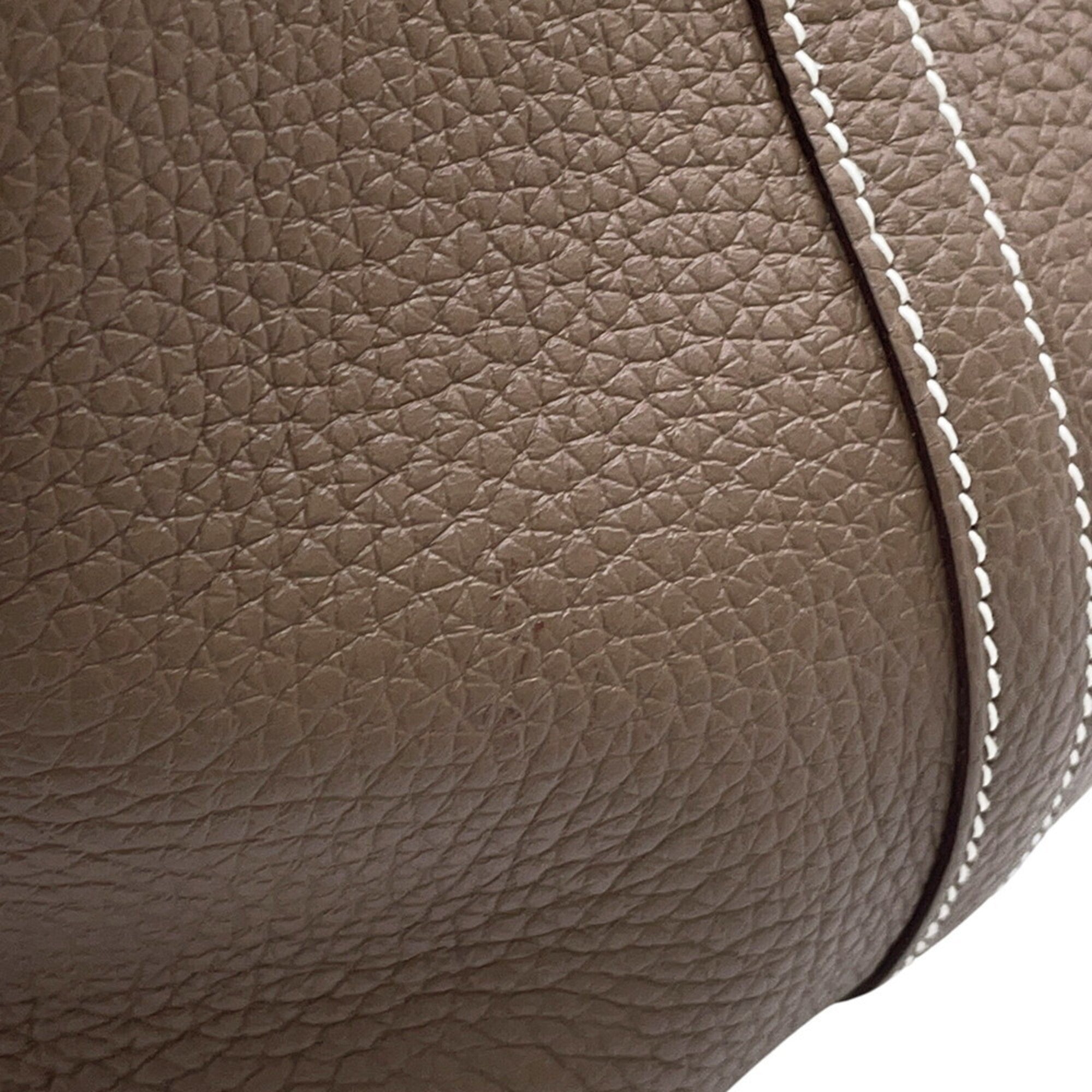Hermes Picotin Lock MM Handbag, Etoupe, Taurillon Clemence Leather, B Stamp, HERMES Tote Bag, Lock, Picotin, Women's — Like New
