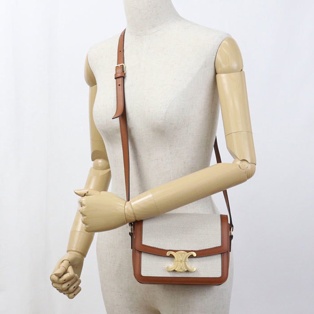 CELINE Classic Triomphe Crossbody Shoulder Bag, Women's, Beige — Like New