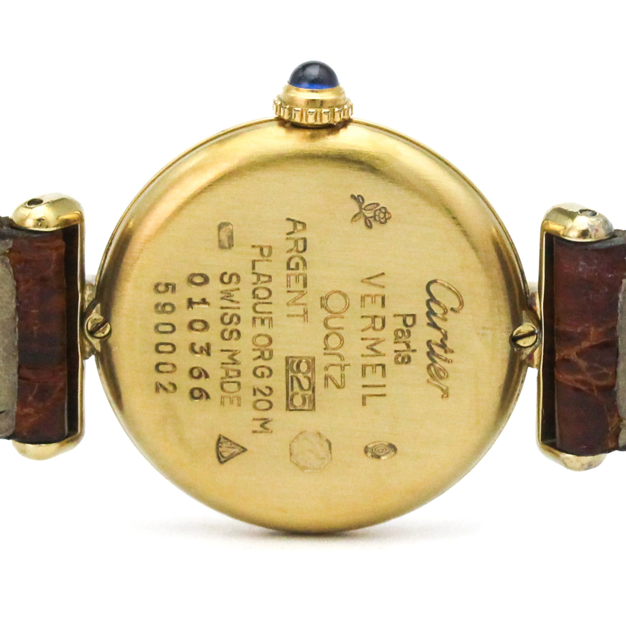 CARTIER Must Colisee Gold Plated Leather Quartz Ladies Watch 590002 — Good
