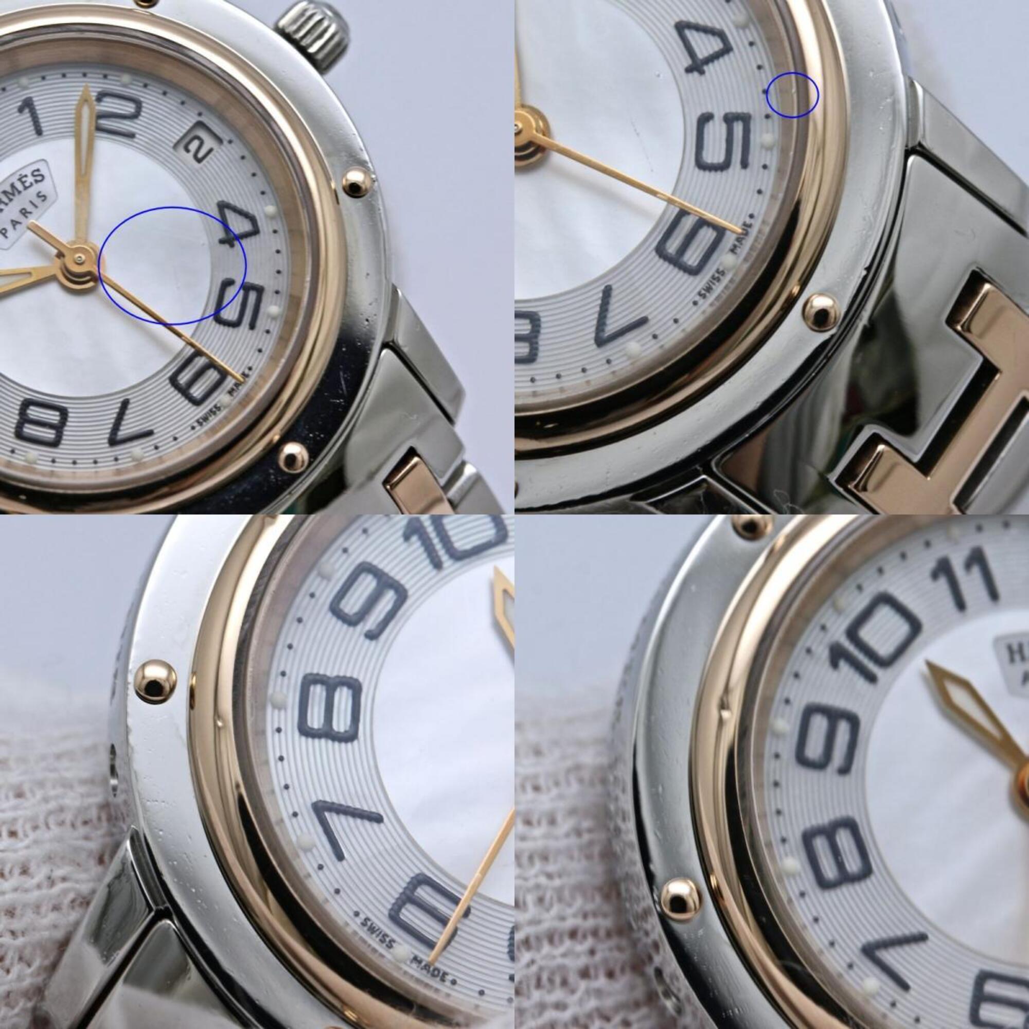HERMES Clipper Classic Nacre CP1.221.212 4970 Women's Watch SSxPGP (Plated) 40520 — Good
