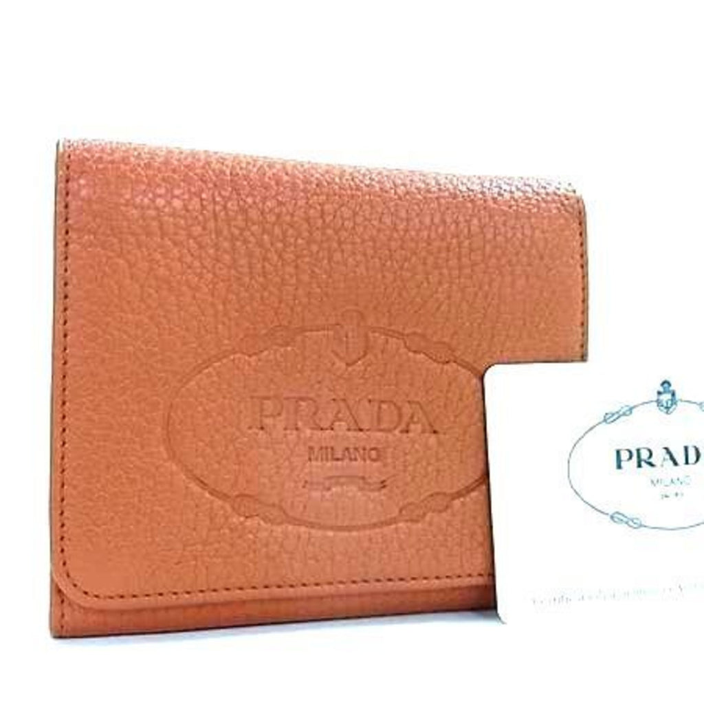 PRADA Prada Wallet 1M0176 Brown Leather Women's Tri-fold