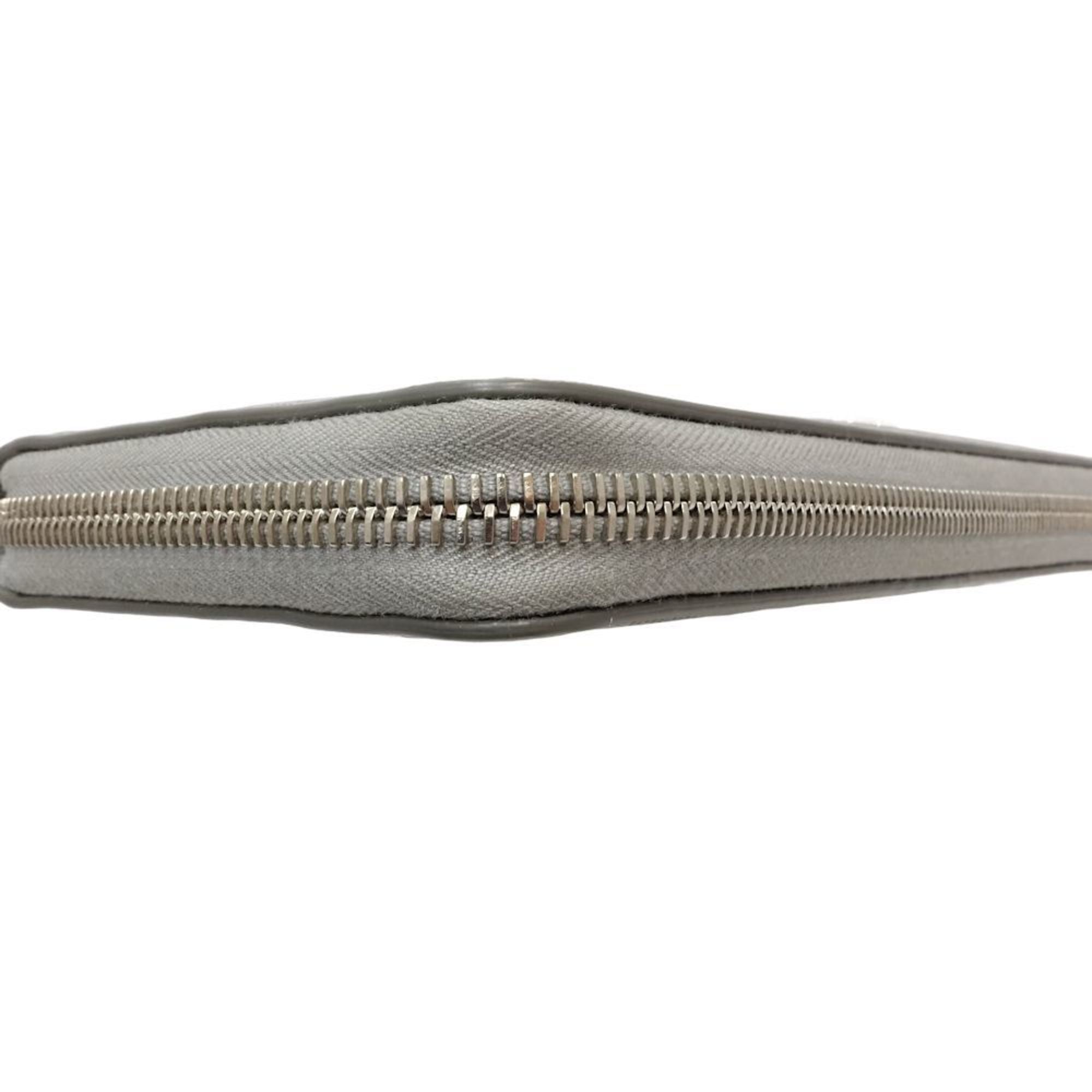 Christian Dior Long Wallet 10-BO-0232 Oblique Calfskin Leather Zip Gray 181156