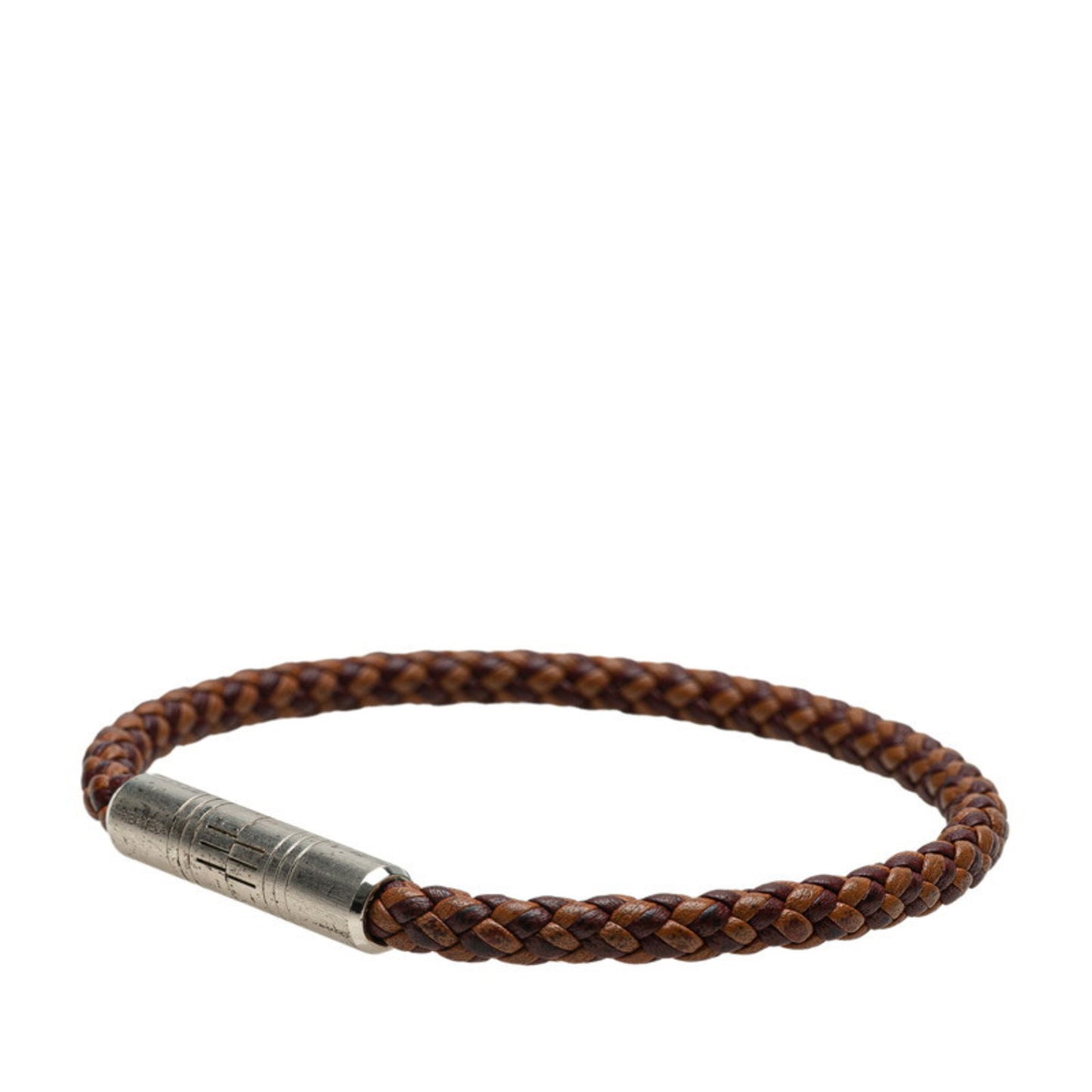 Hermes Hermès Goliath Bracelet in Brown and Silver Leather Metal for Women