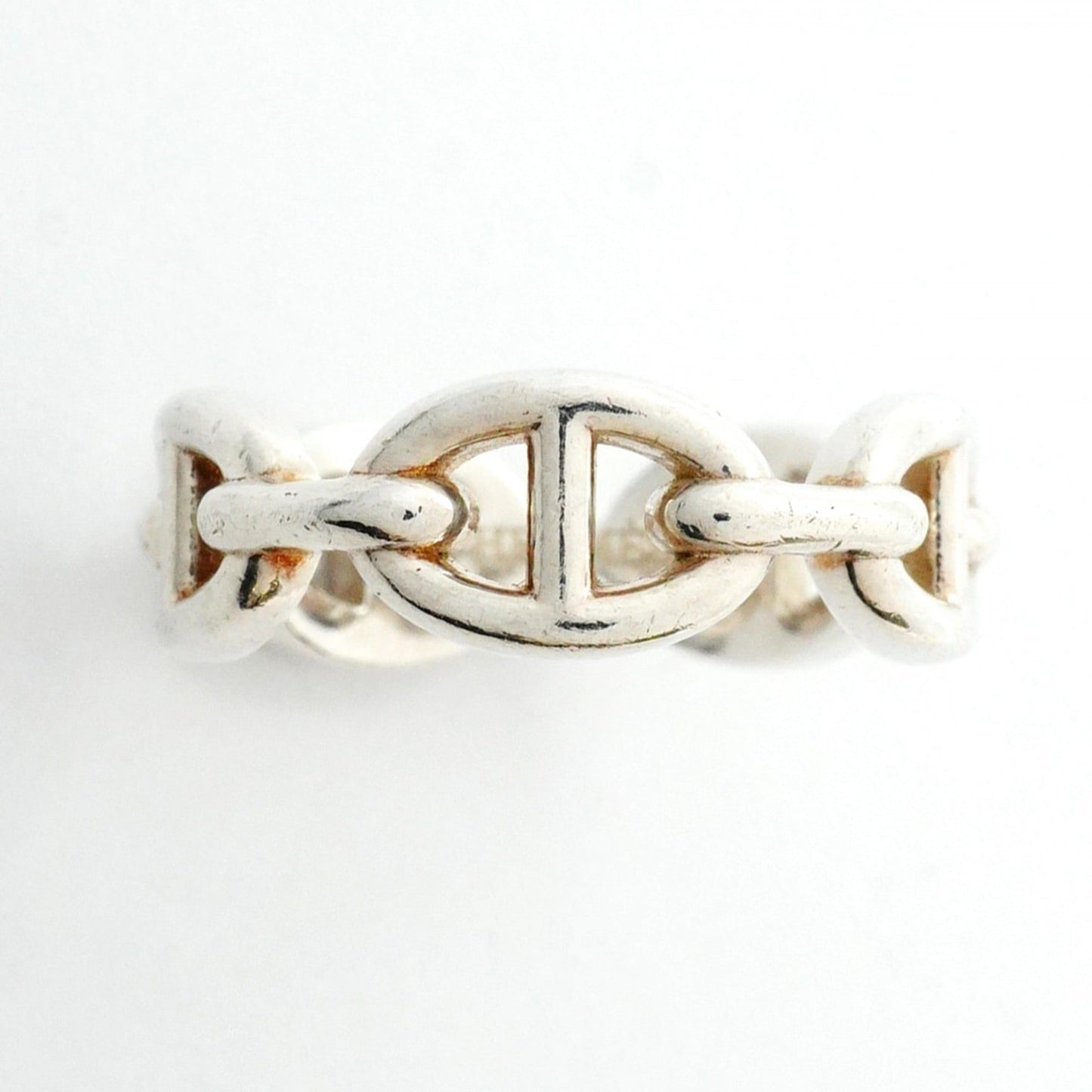 Hermes Enchaine Chaine d'Ancre Ring, Silver 925, #55, Women's