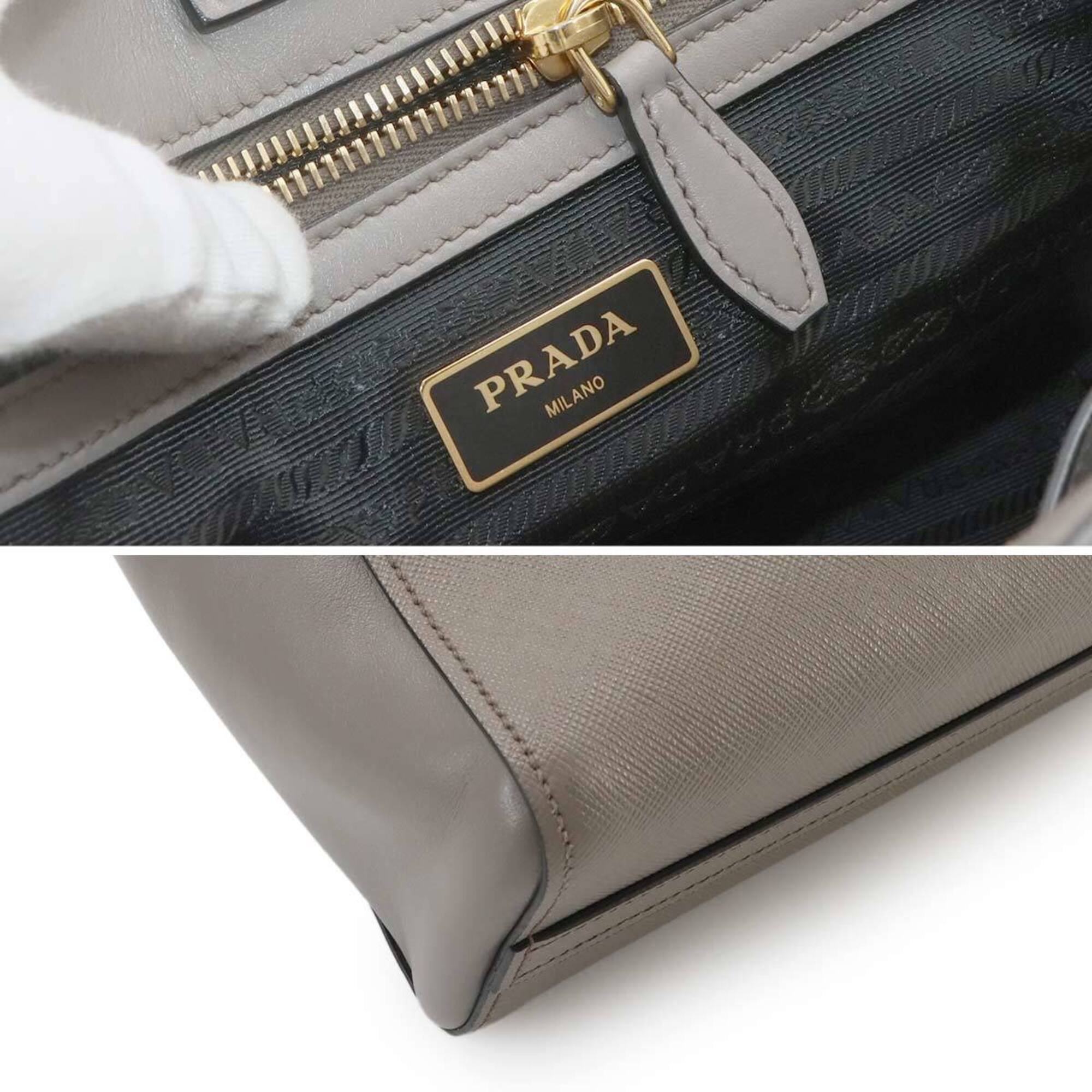 Prada Saffiano 2-way Hand/Shoulder Handbag, Leather, Gray, 1BA113 — Like New