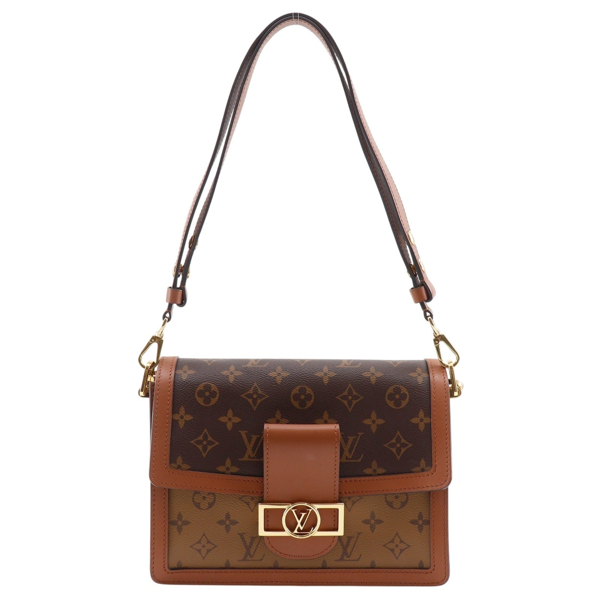 Louis Vuitton Dauphine MM Shoulder Bag, Monogram Reverse, M45958, Canvas, Brown, 2-way, Magnetic Closure, Women's — Like New
