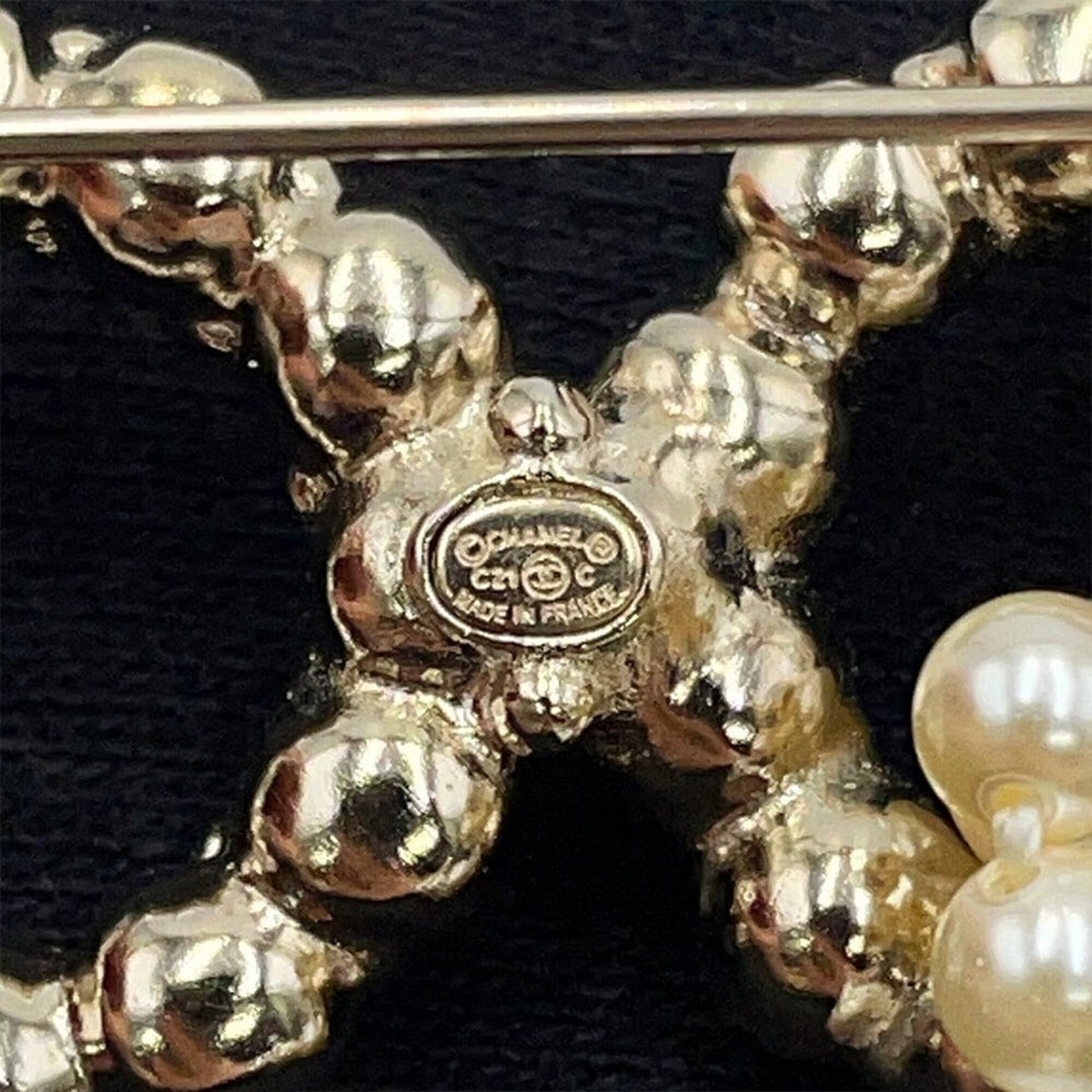 Chanel Brooch, Coco Mark, Metal, Faux Pearl Rhinestones, C21C CHANEL Brooch BROACH — Like New