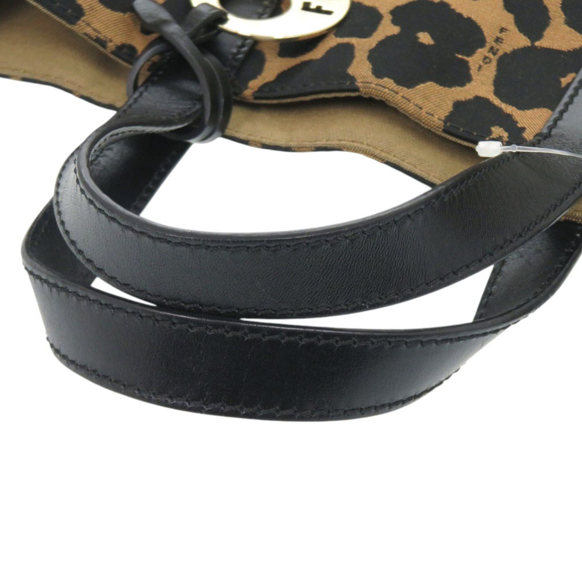 Excellent condition Fendi leopard print canvas and leather brown tote bag 8BH173-GT6 0708 FENDI